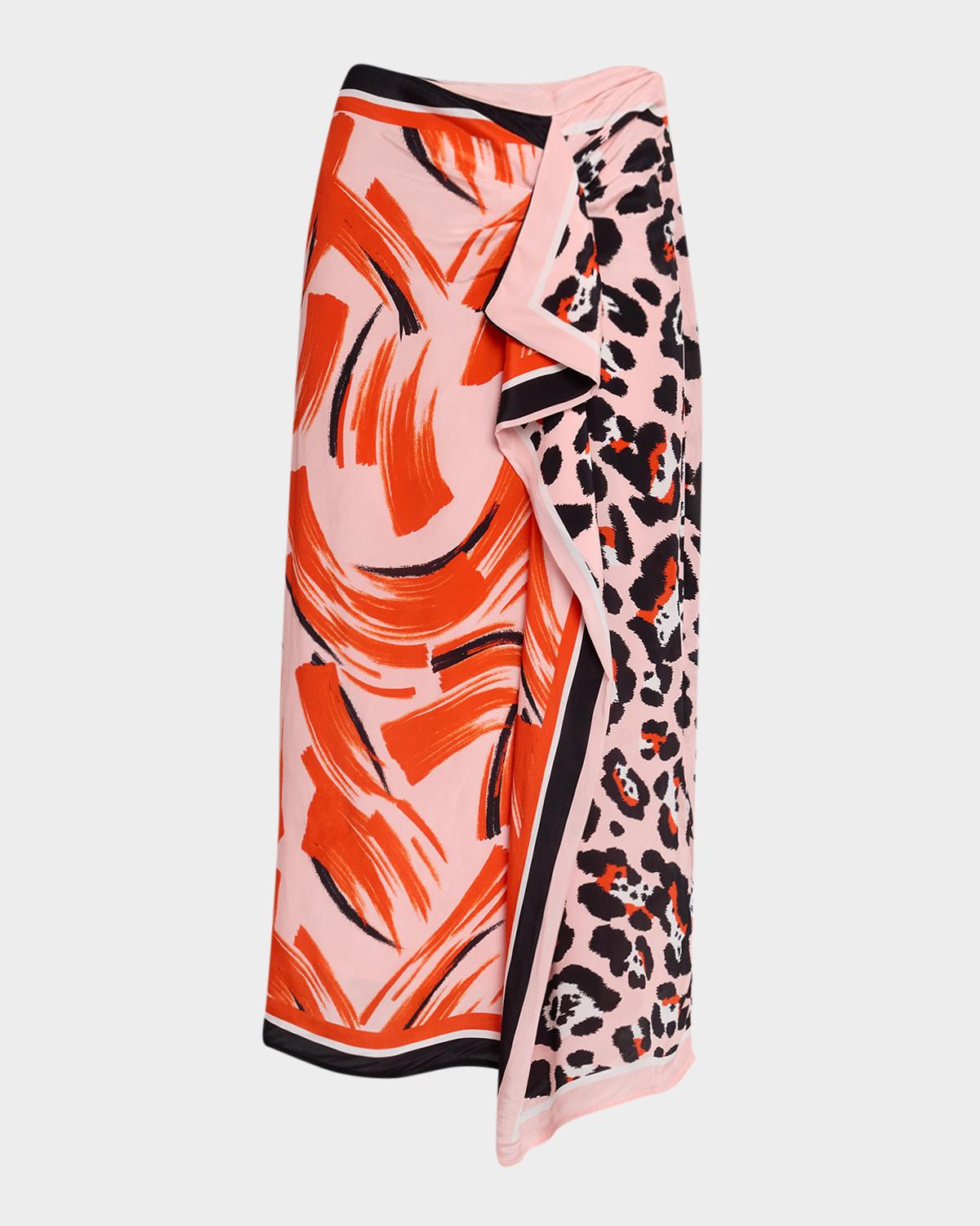 Essentiel Antwerp Juanita Printed Draped Midi Skirt
