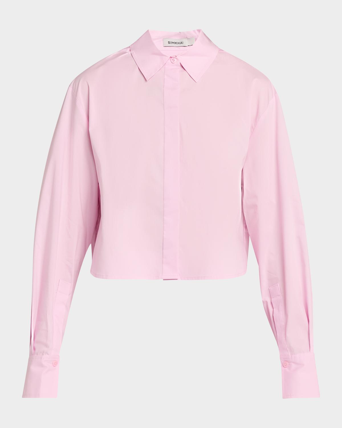SIMKHAI Renata Cropped Button-Front Shirt