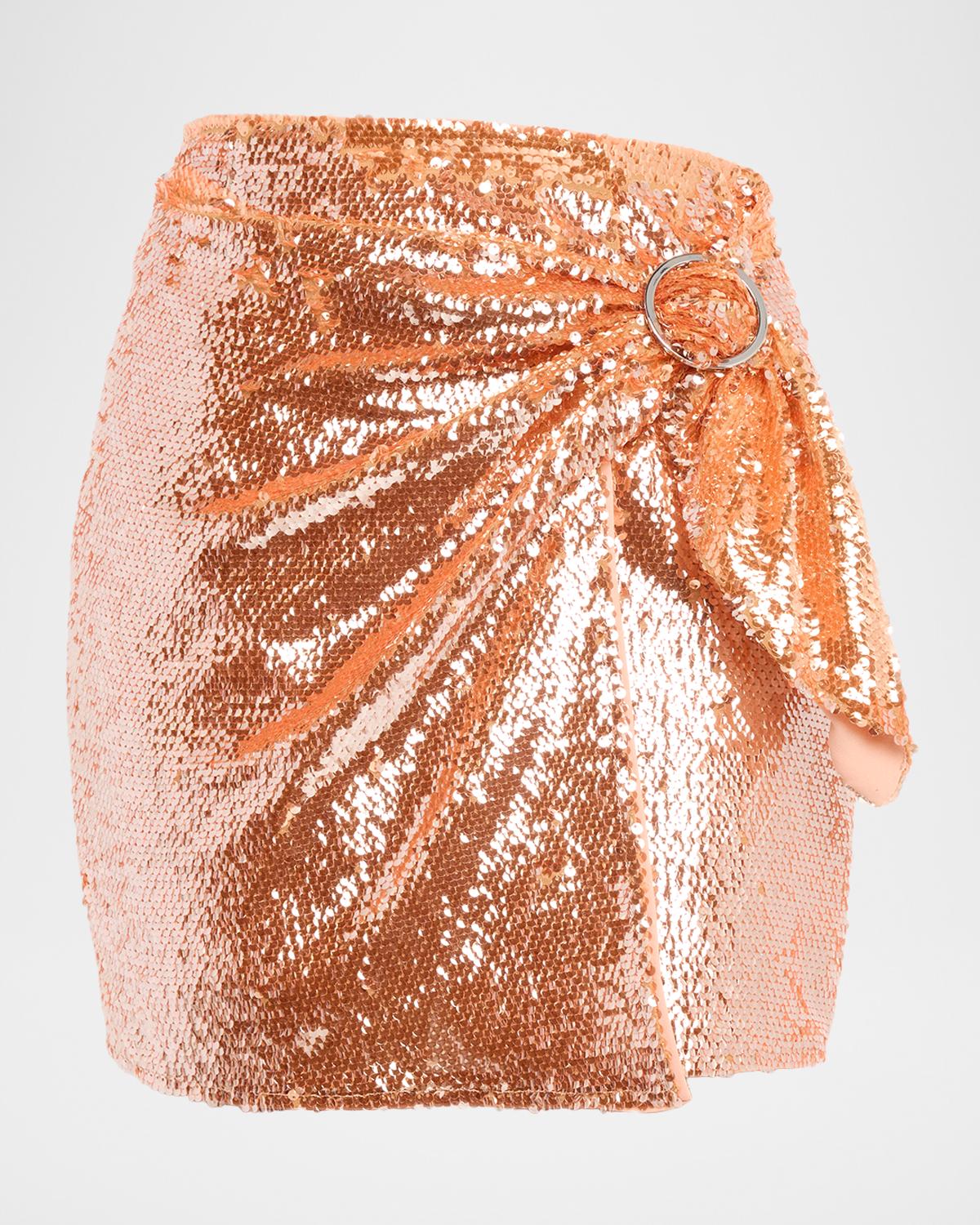 Toccin Dawson Sequined Sarong Mini Skirt