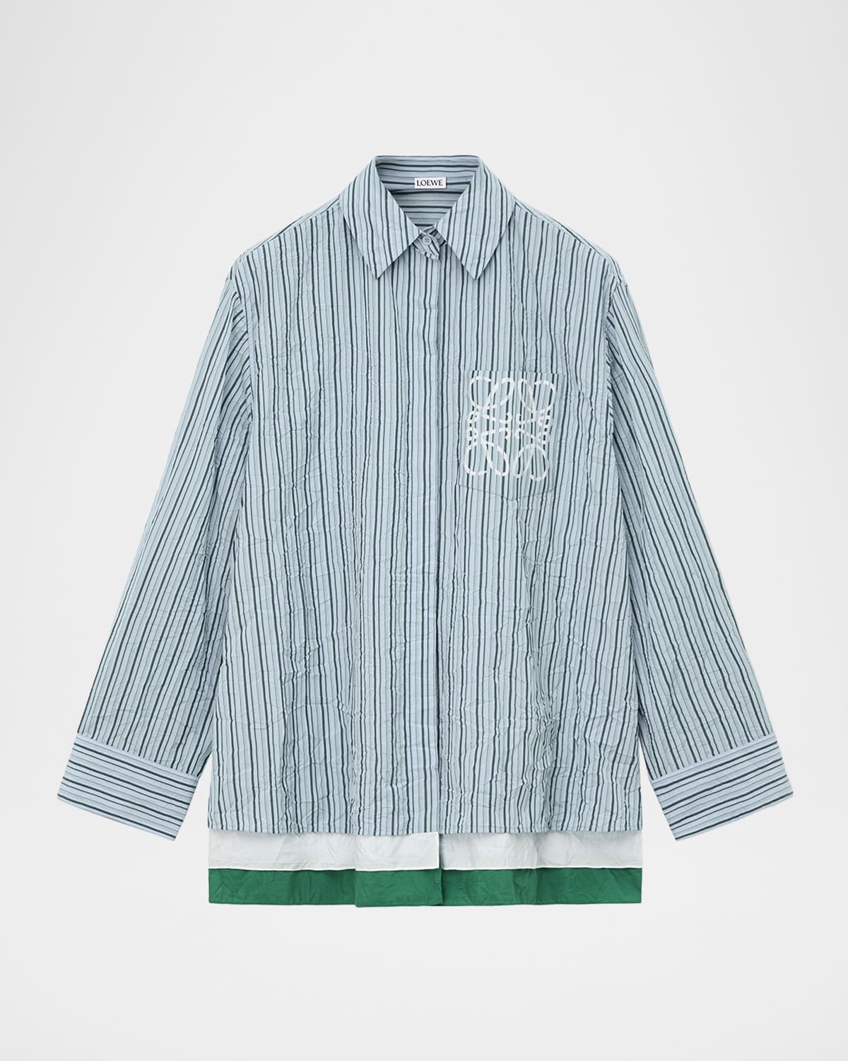 Loewe Striped Crinkled Cotton Button-Down Shirt