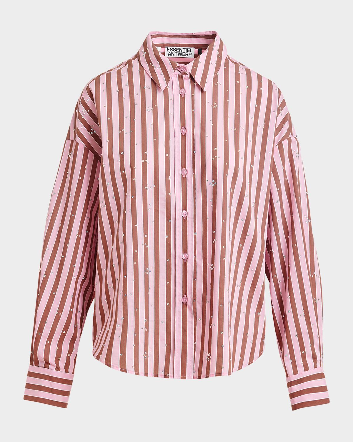Essentiel Antwerp Jelief Rhinestone Striped Button-Front Shirt
