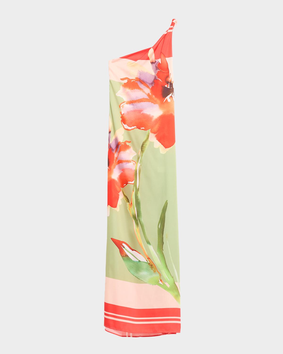 MISA Los Angeles Dounia Asymmetric Satin Maxi Dress