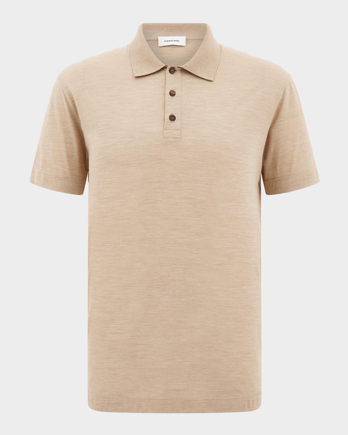FERRAGAMO Men's Silk Jersey Polo Shirt