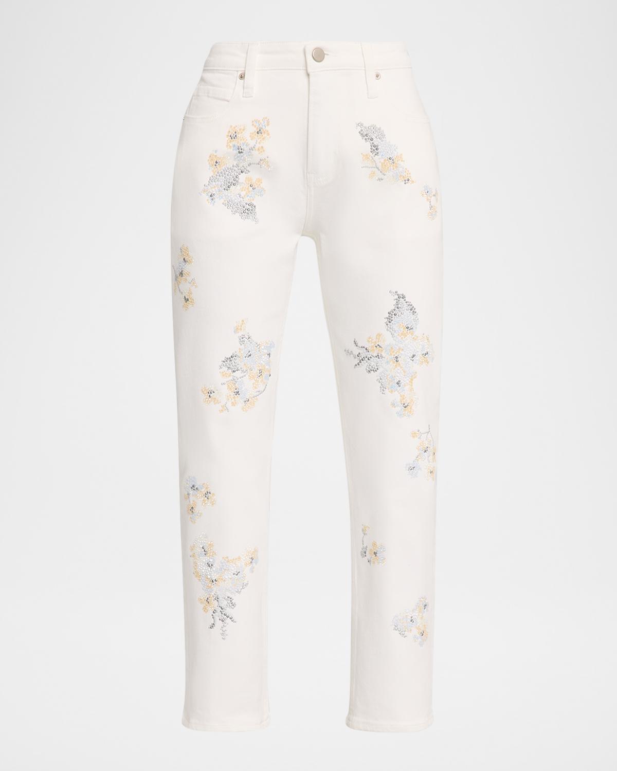 Libertine Porcelain Garden Embellished Slim-Leg Ankle Jeans