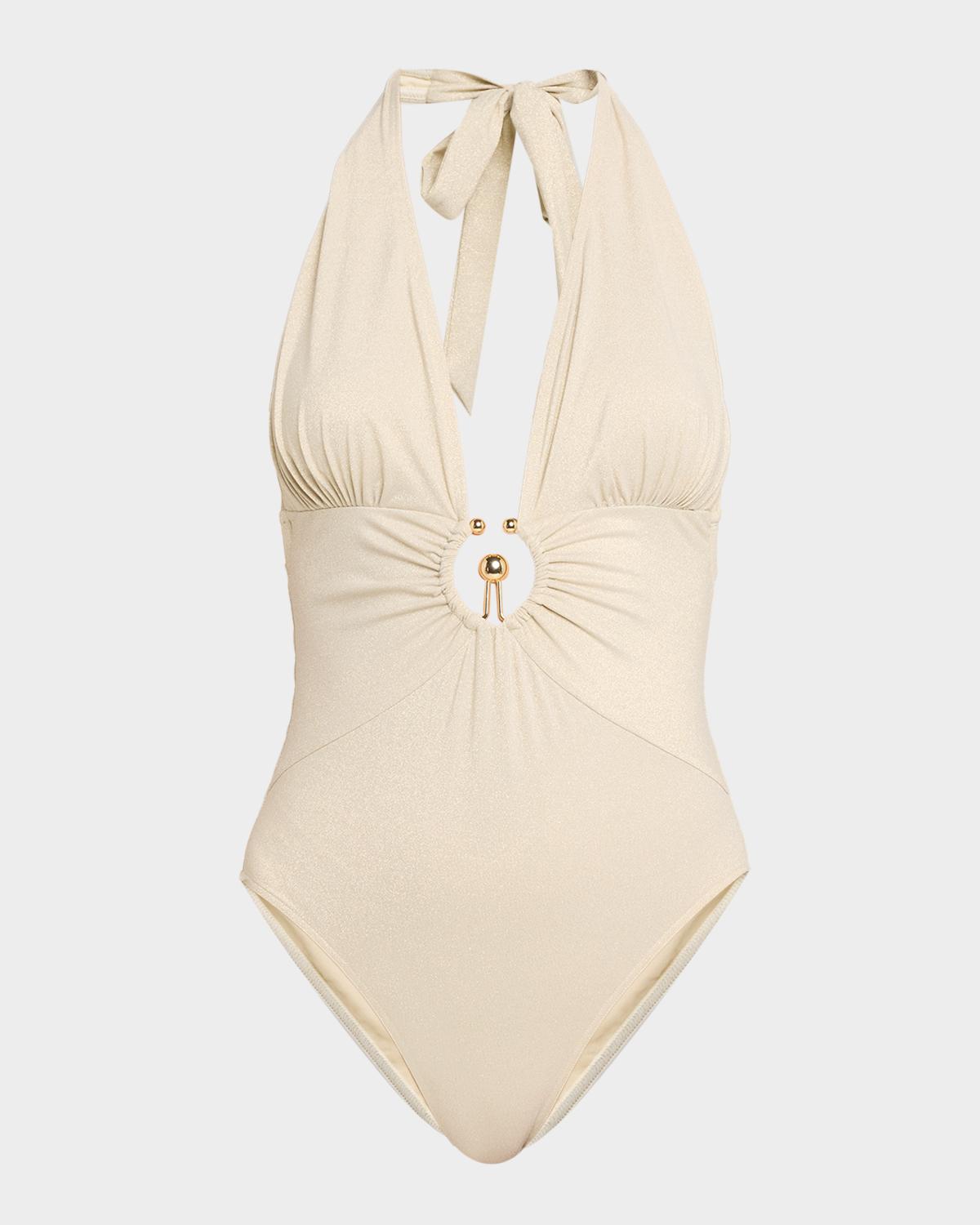 Kobi Halperin Devin Ring Halter One-Piece Swimsuit
