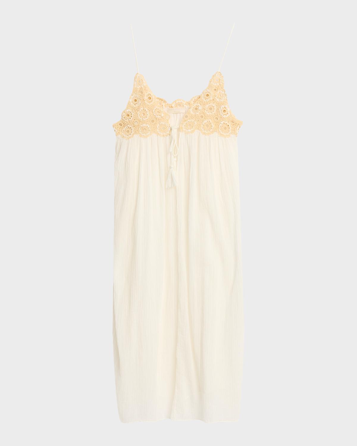 Ulla Johnson Zadie Crochet-Trim Gauze Midi Dress Coverup
