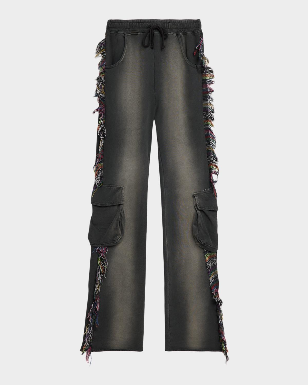 Alchemist Men's Cotton Know U Rider Fringed Cargo Sweatpants