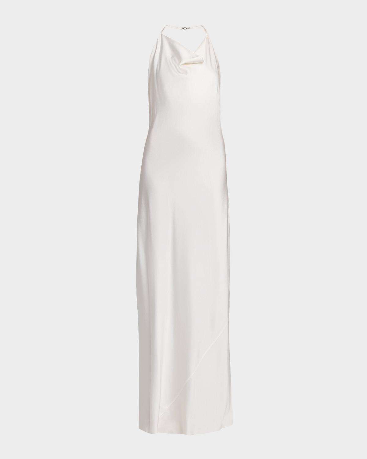 Stella McCartney Cowl-Neck Enverse Satin Backless Halter Gown