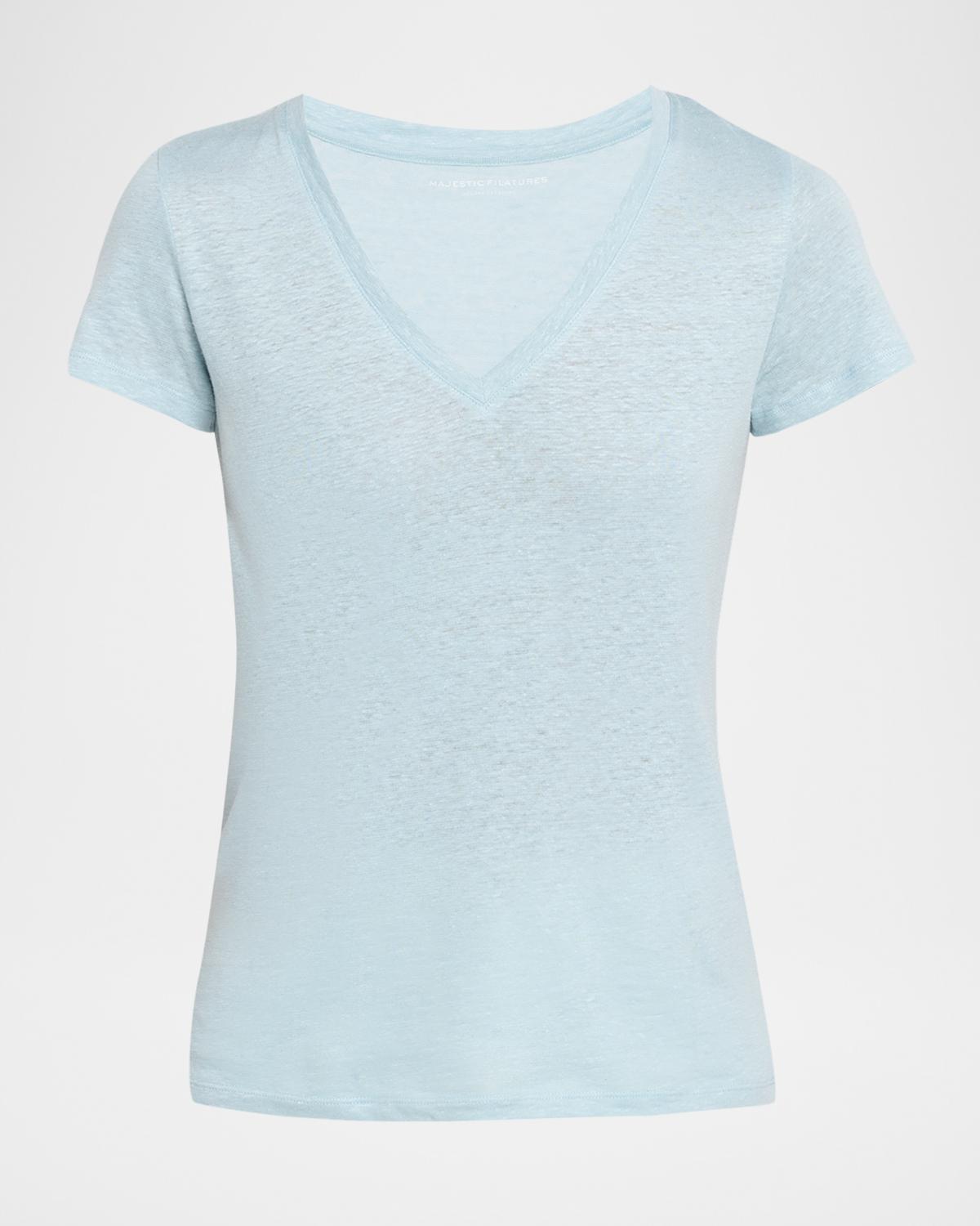 Majestic Filatures Short-Sleeve Stretch Linen Top