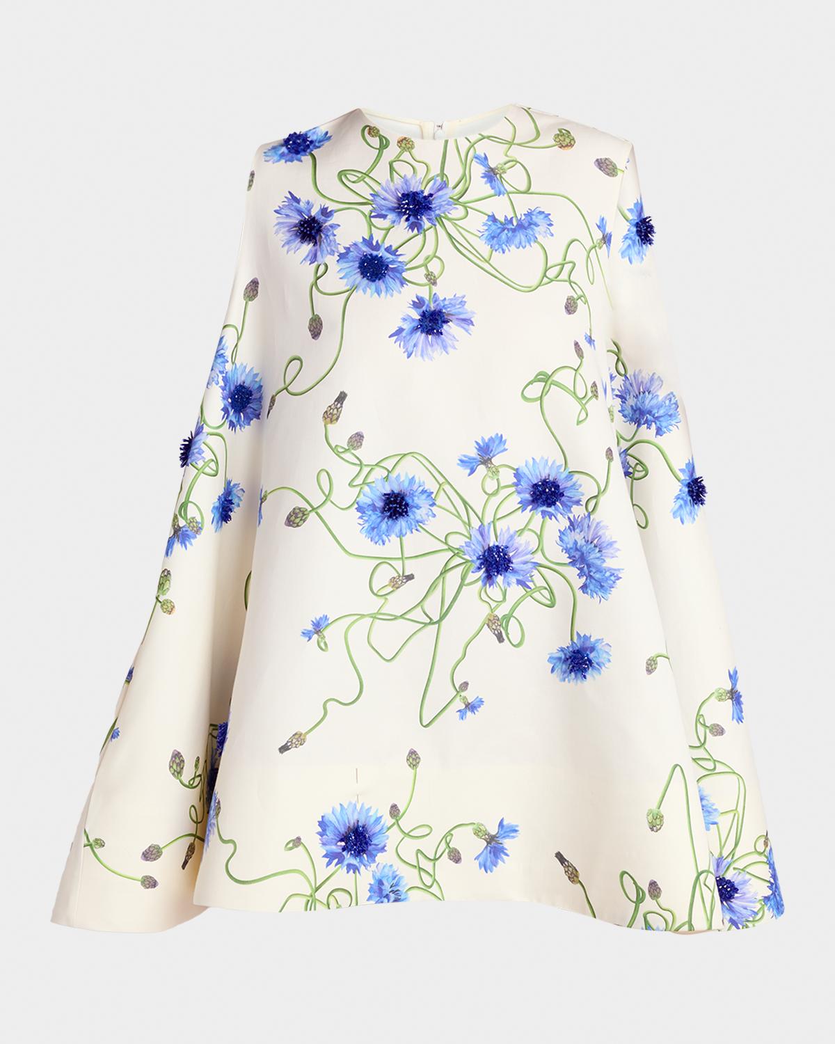 Stella McCartney Embellished Twisted Floral A-Line Mini Dress