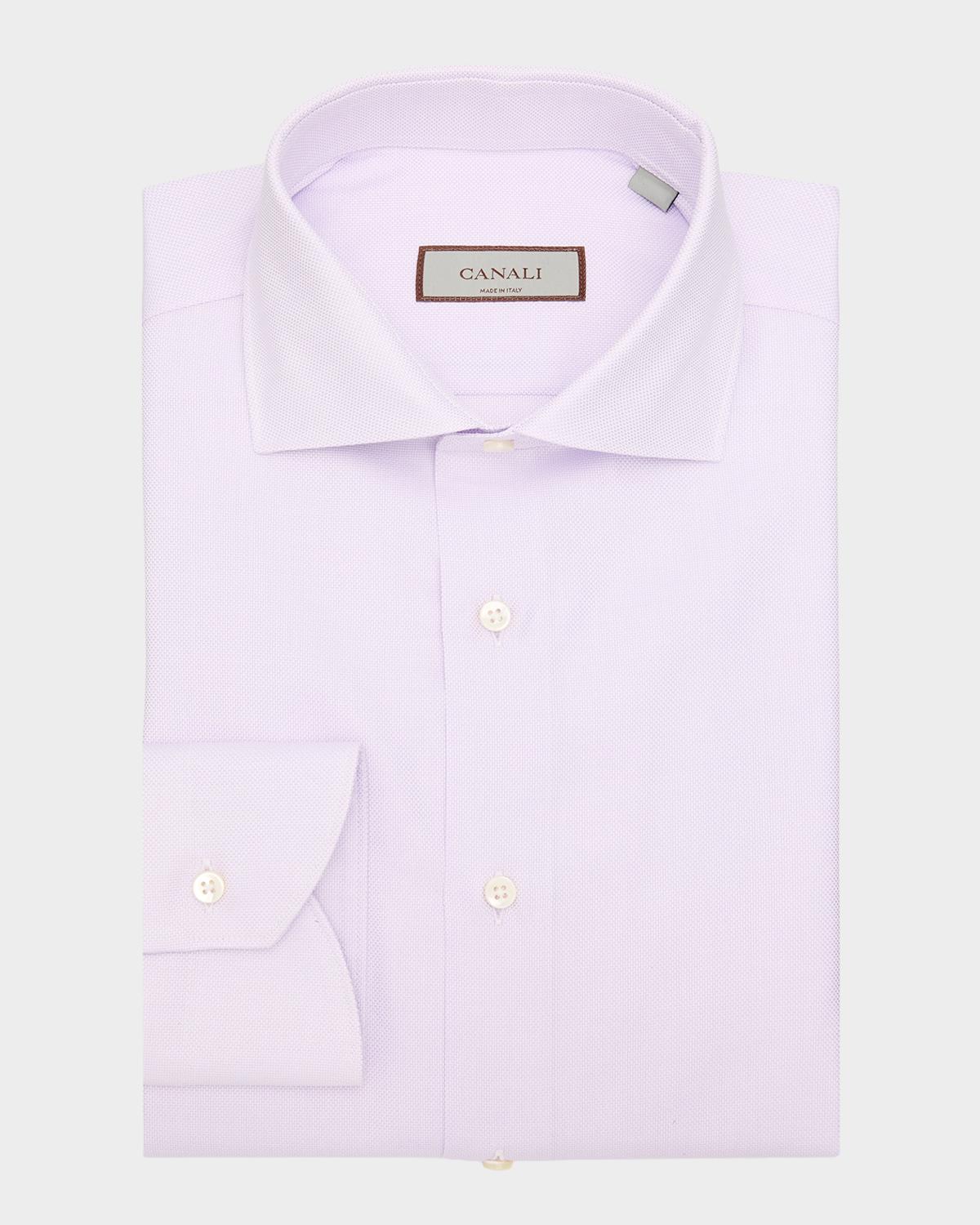 Canali Men's Solid Cotton Dobby Dress Shirt