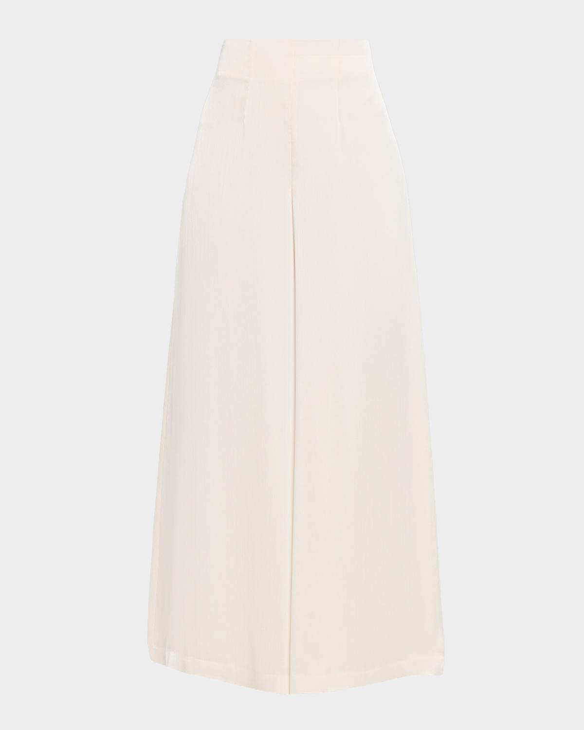 Peserico Wide-Leg Fluid Crepon Satin Pants