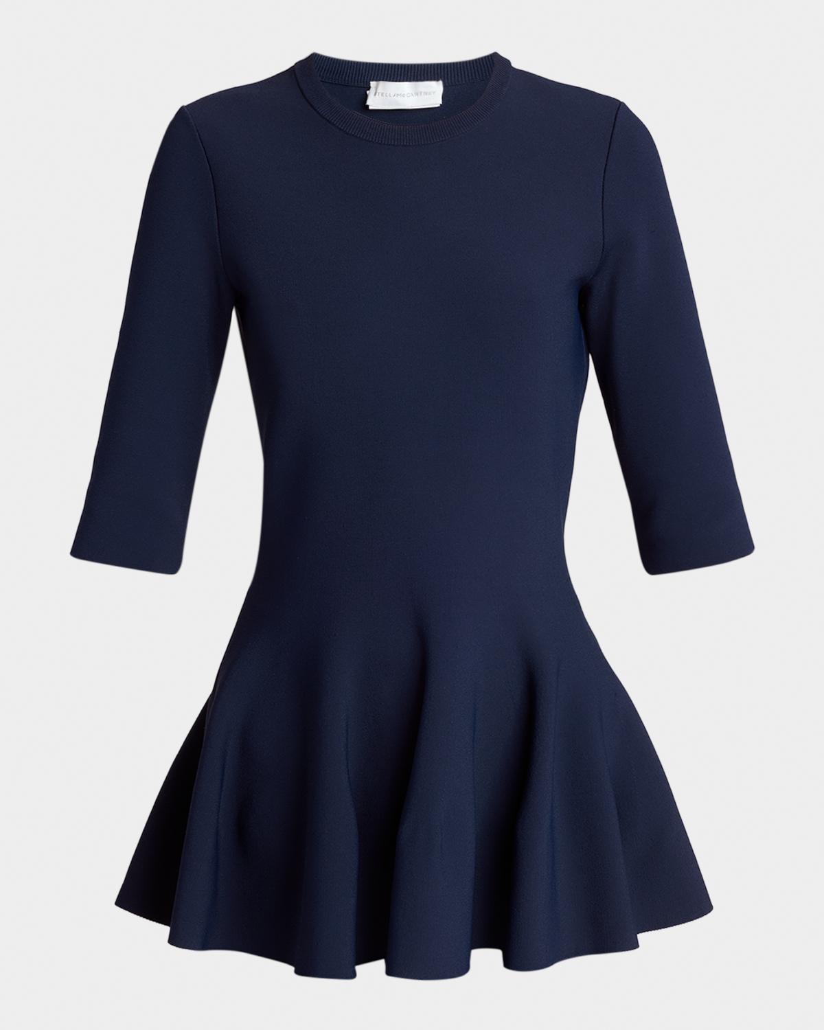 Stella McCartney Elbow-Sleeve Compact Knit Peplum Top