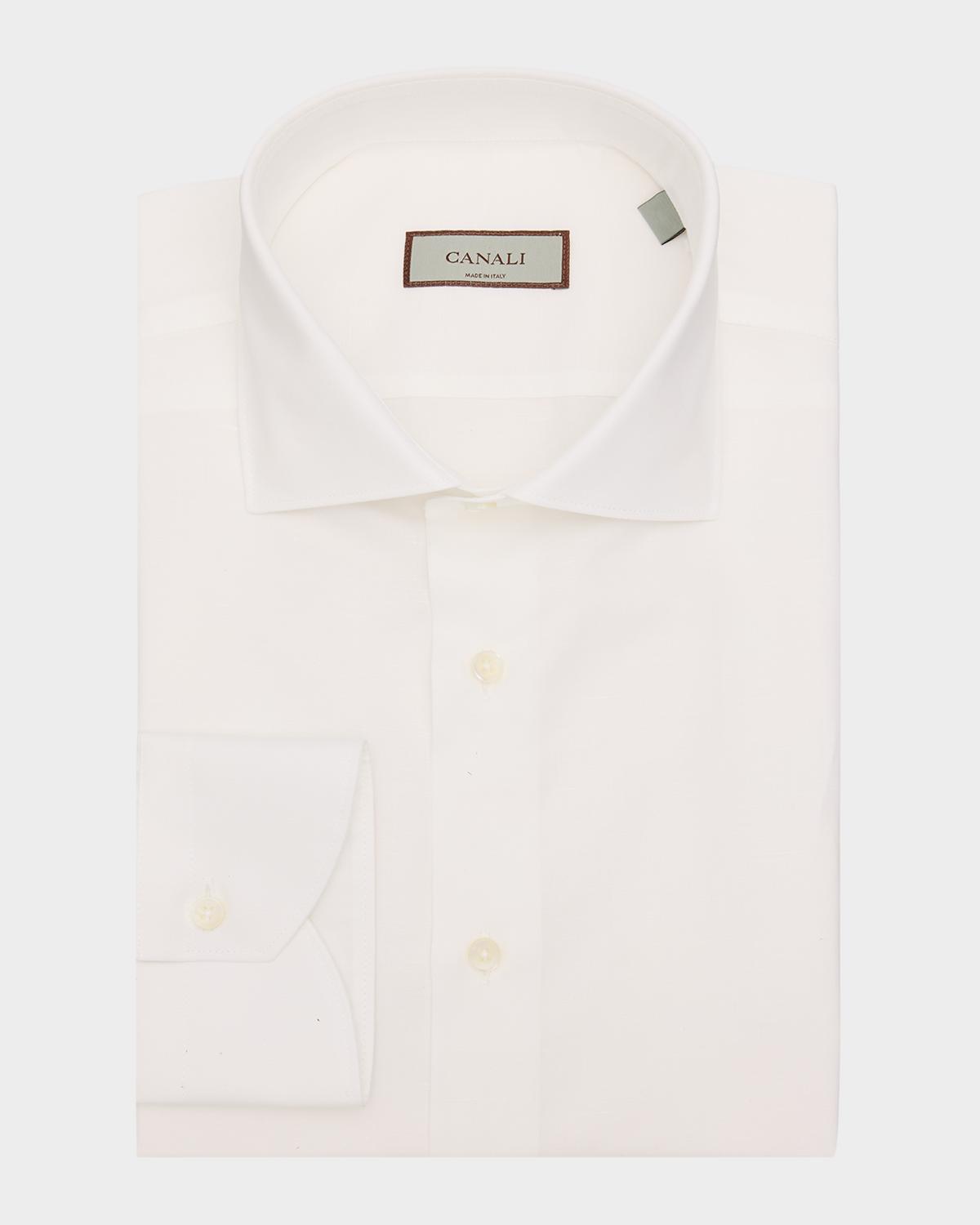 Canali Men's Cotton and Linen Solid Dress Shirt