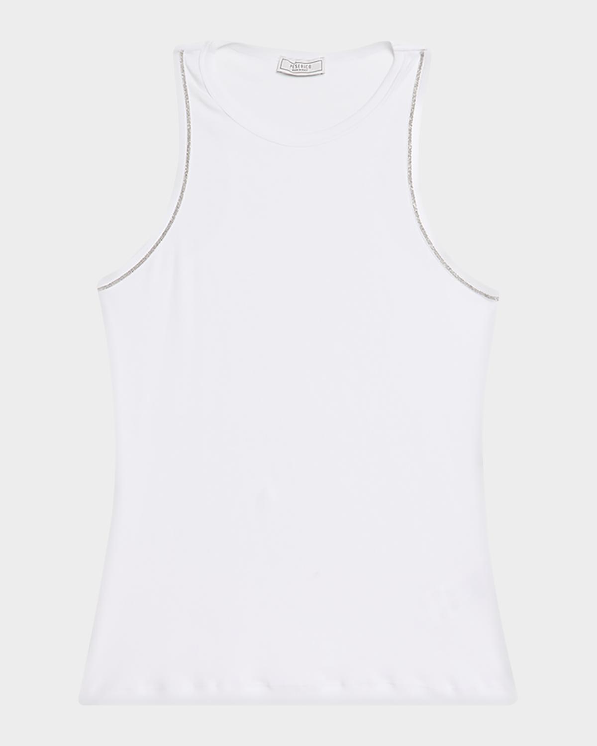 Peserico Crewneck Stretch Linen-Cotton Tank Top