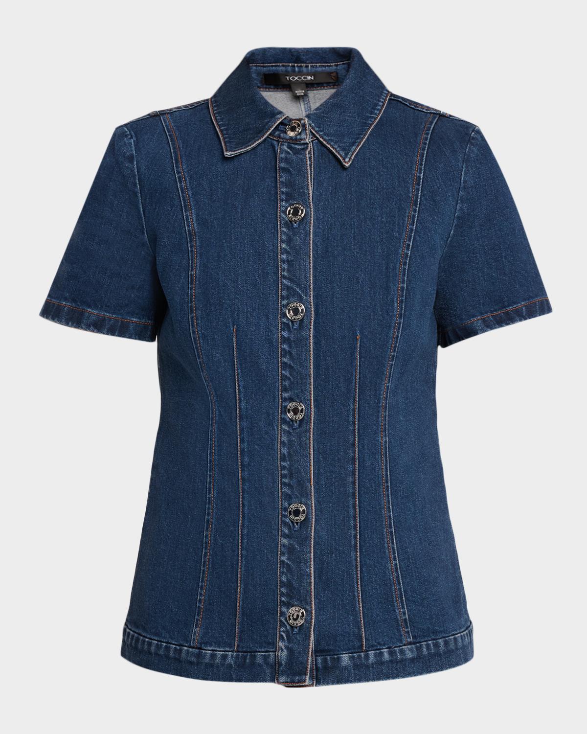 Toccin Halle Denim Short-Sleeve Top