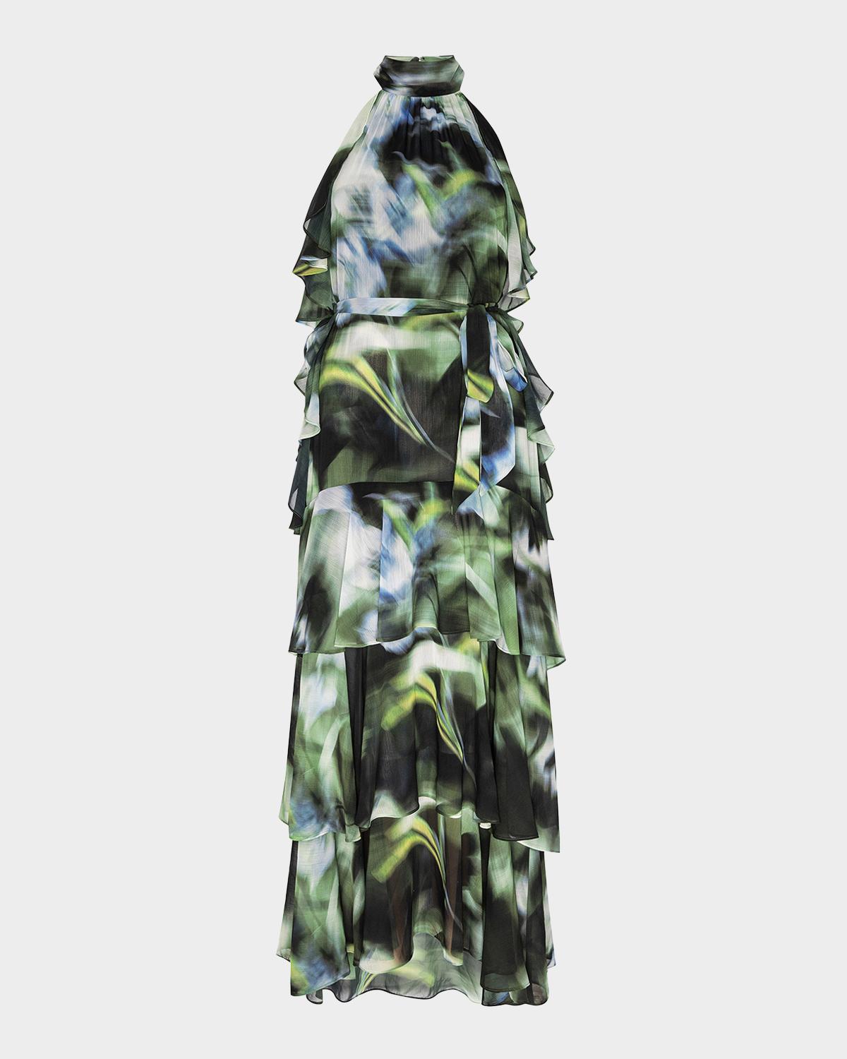 MISA Los Angeles Calissa Ruffled Chiffon High-Low Dress