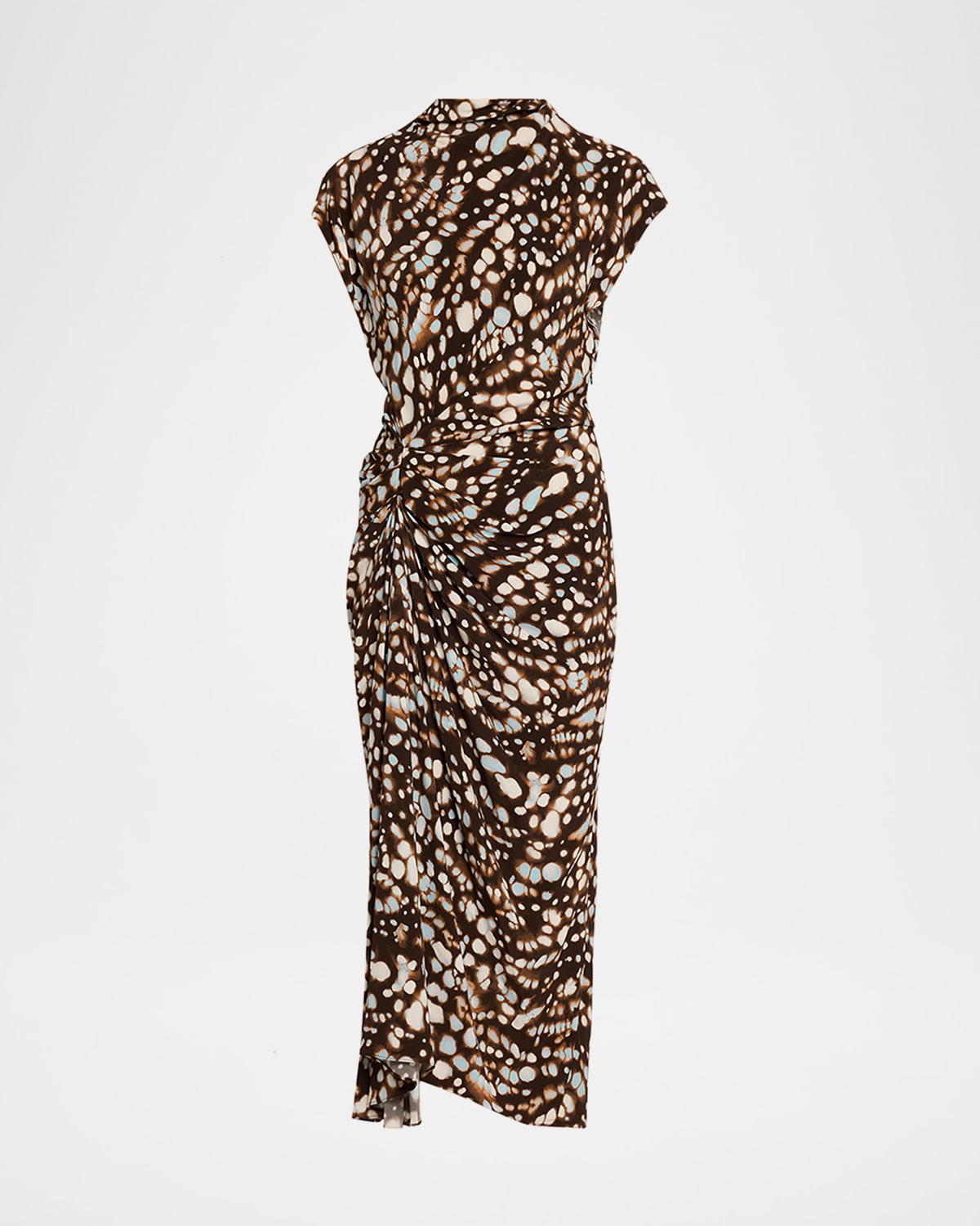 Alma Ruched Viscose Twill Midi Dress