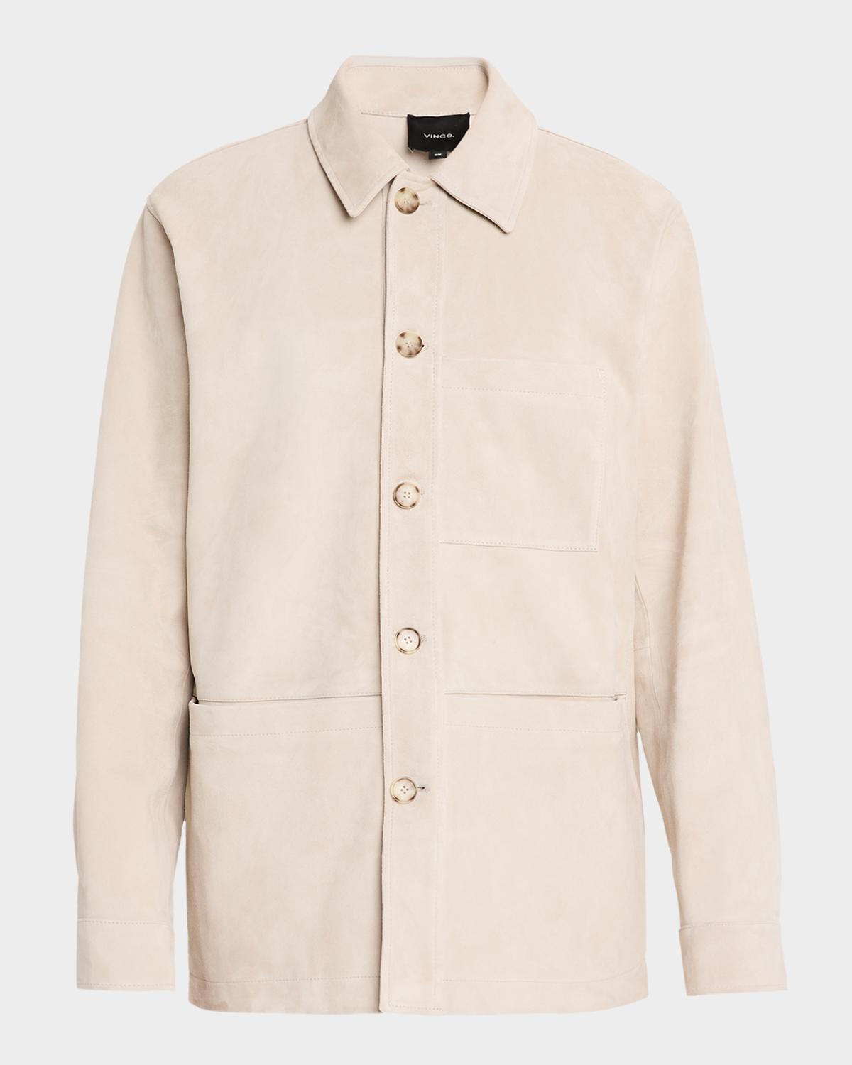 Vince Men's Suede Patch-Pocket Shirt Jacket