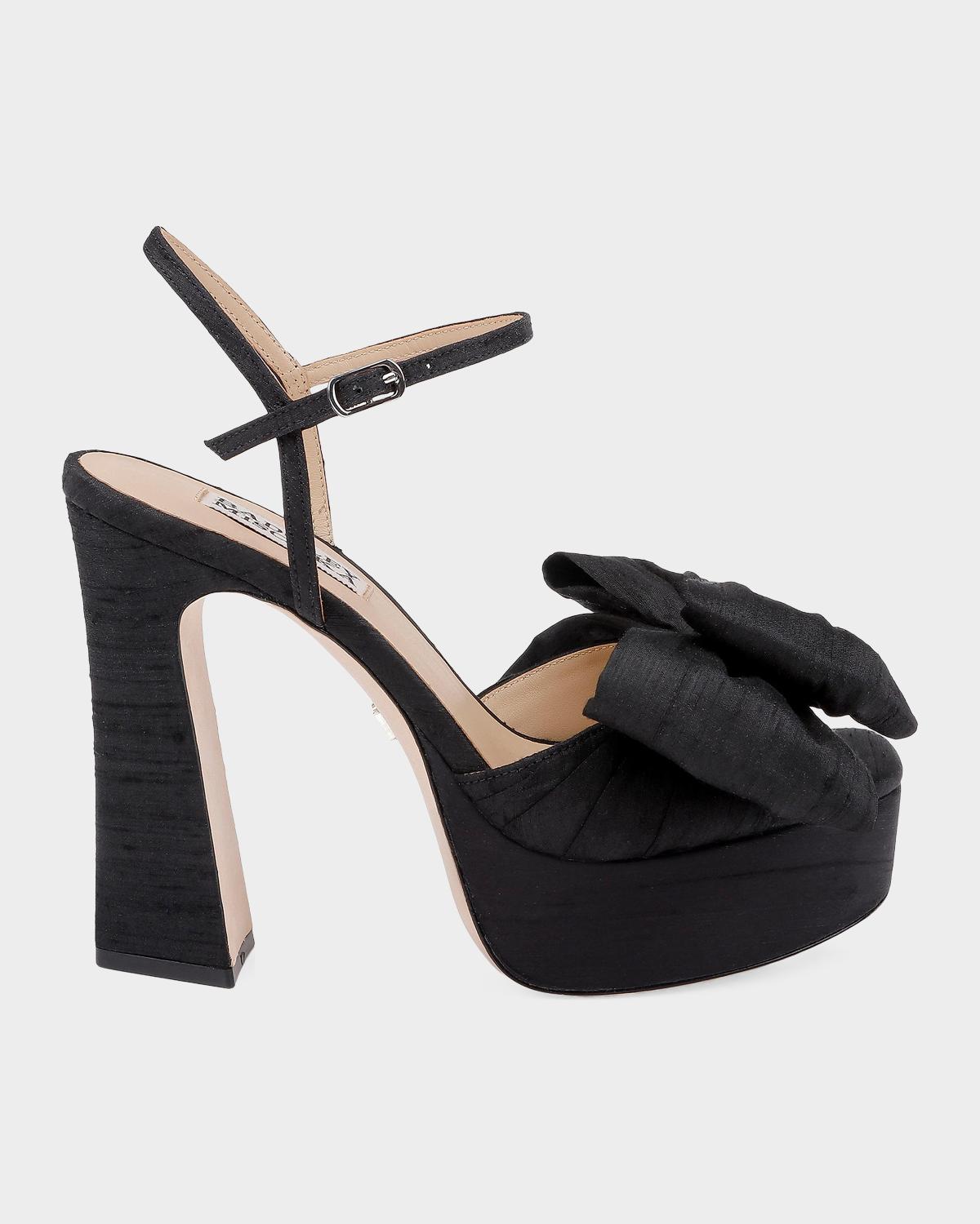 Badgley Mischka 85mm Olivia Satin Bow Platform Sandals