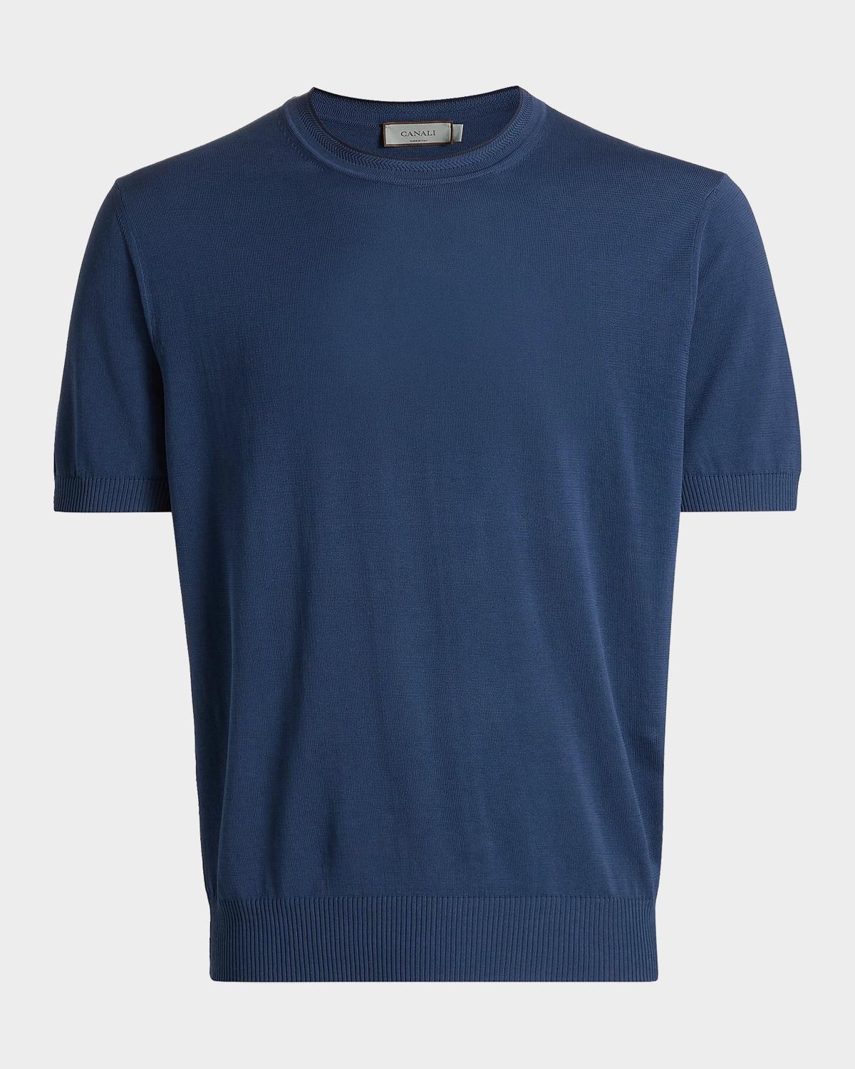 Canali Men's Cotton Knit Short-Sleeve Crewneck Sweater