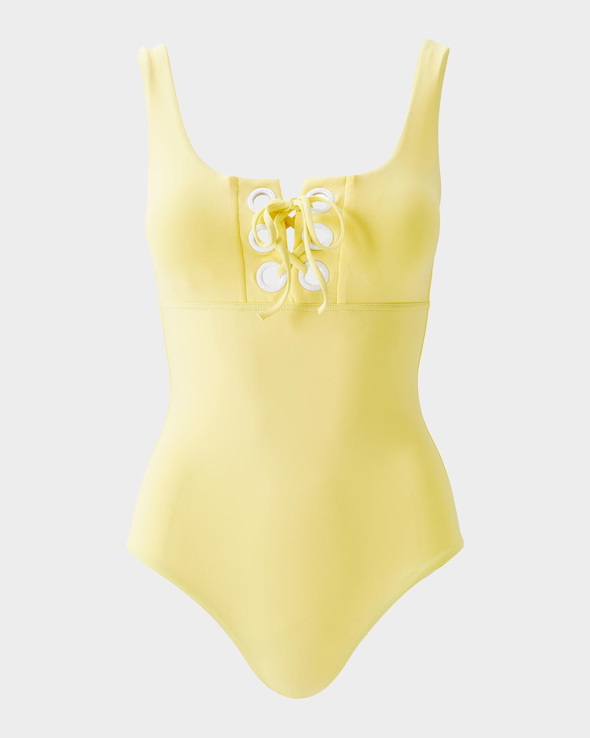 Melissa Odabash London Lace-Up One-Piece Swimsuit