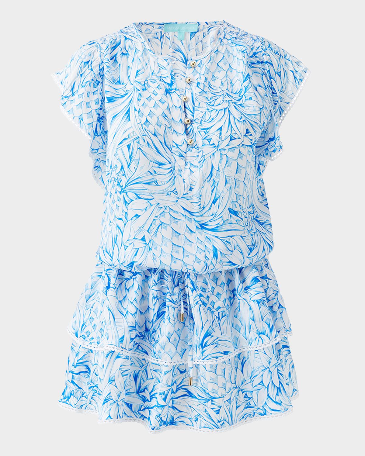 Melissa Odabash Lenni Pineapple Short-Sleeve Mini Dress