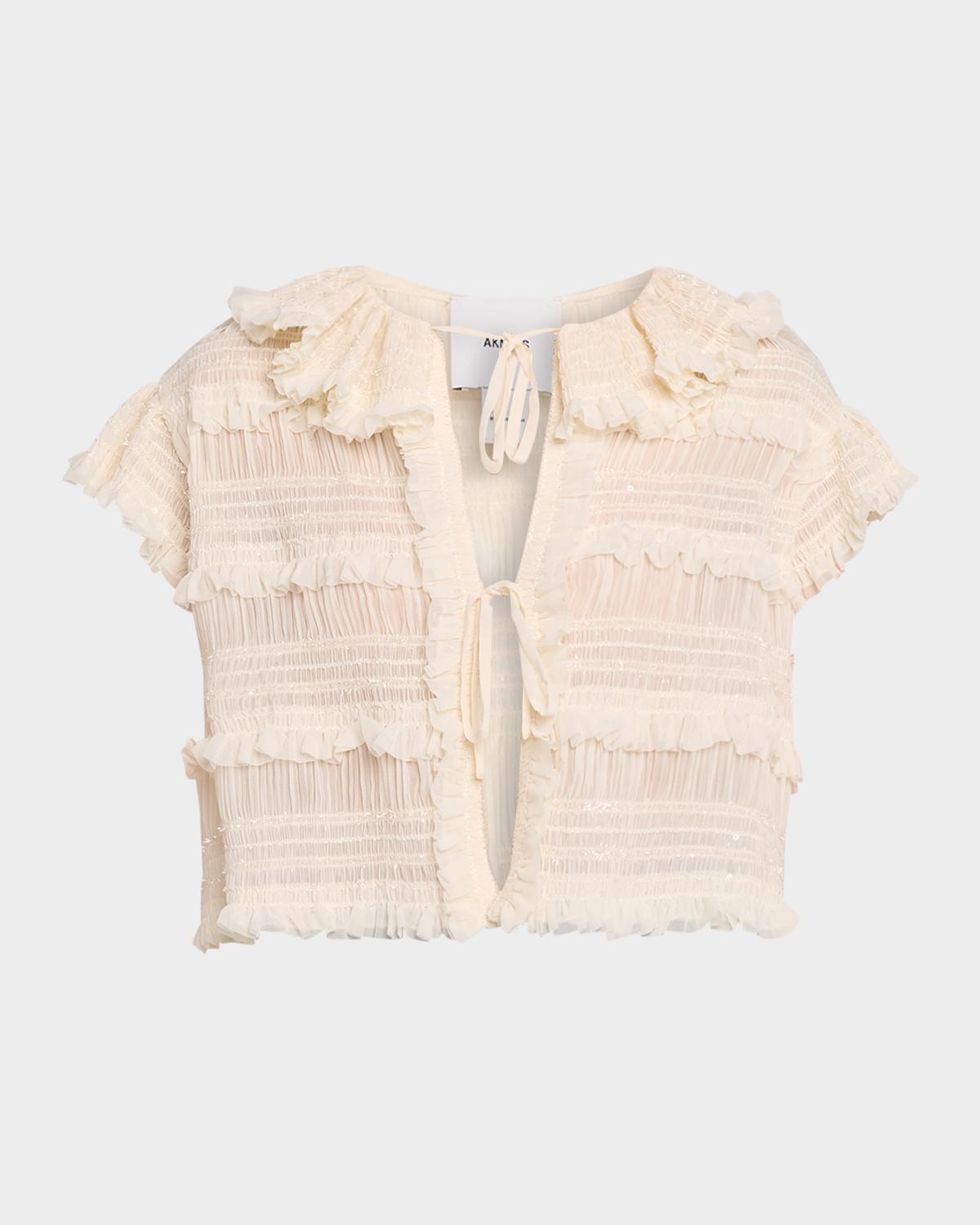 AKNVAS Audra Ruffled Tie-Front Blouse