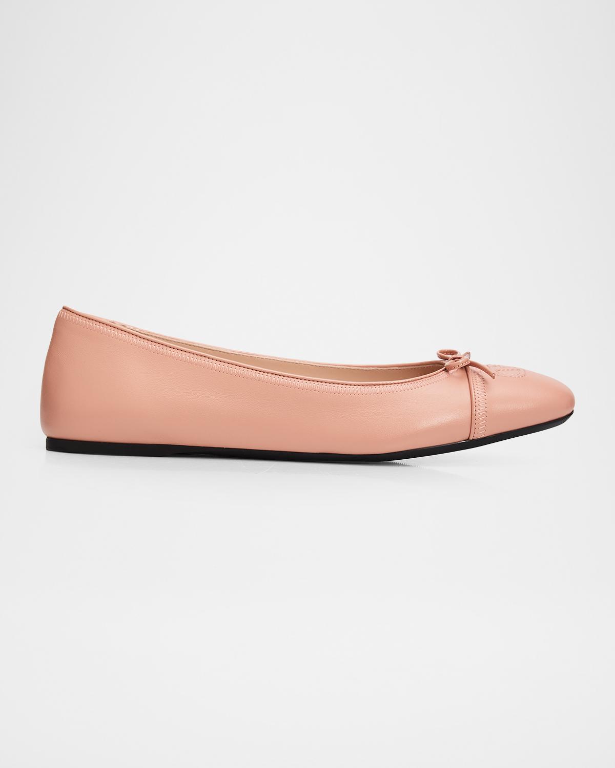 VLogo Signature Leather Ballerina Flats