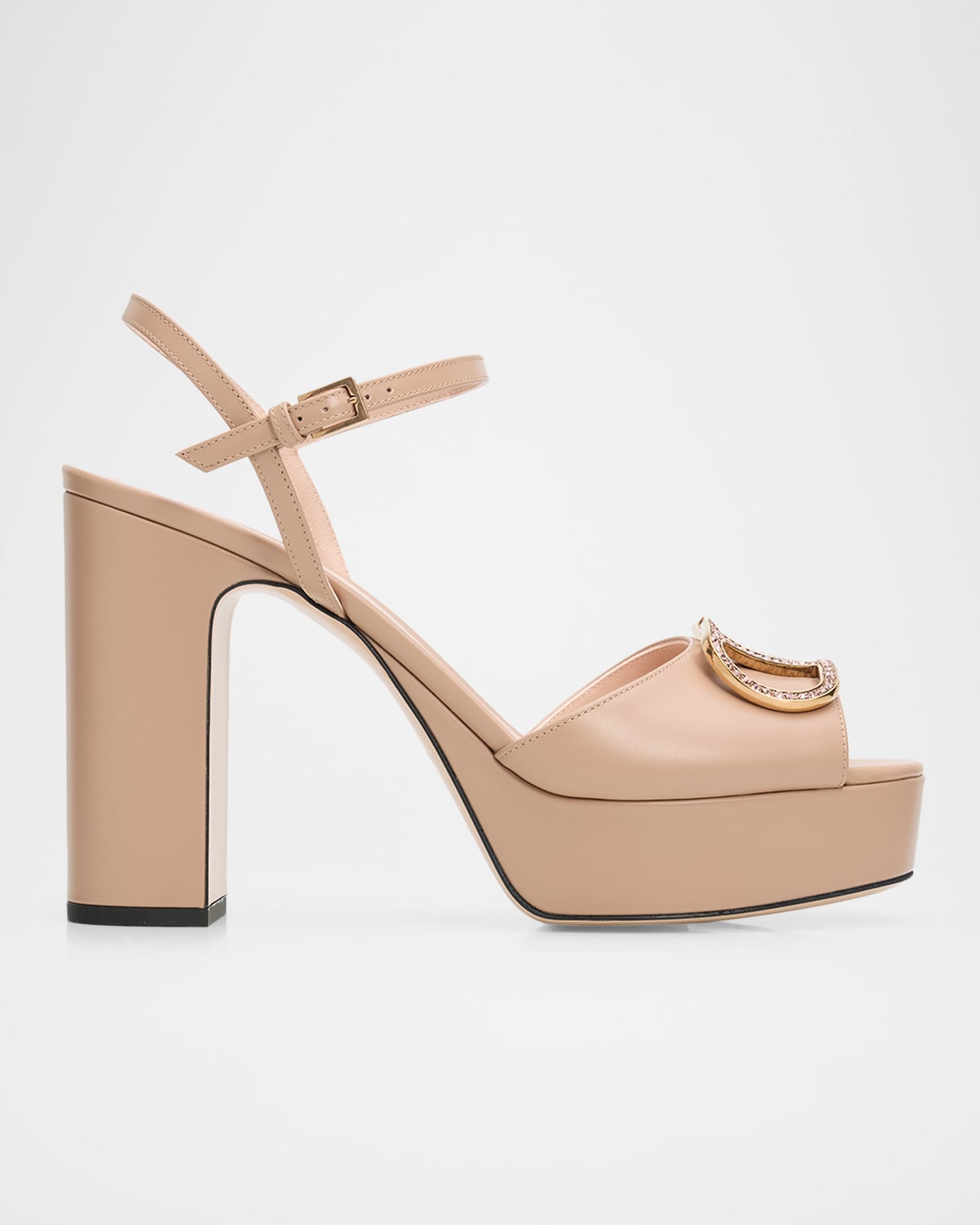 Valentino Garavani 115mm Vlogo Signature Leather Platform Sandals In Rose Canne