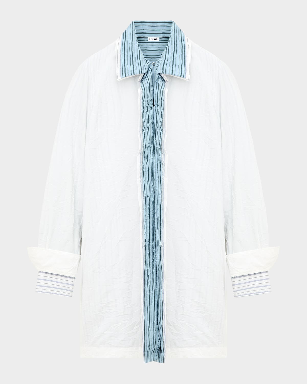 Loewe Crinkled Cotton Poplin Layered Mini Shirtdress