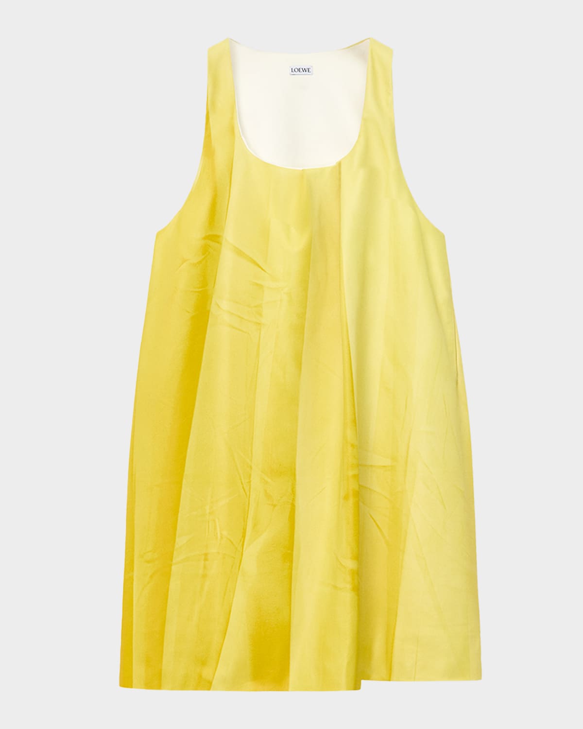 Loewe Sleeveless Pleated Leather Mini Shift Dress