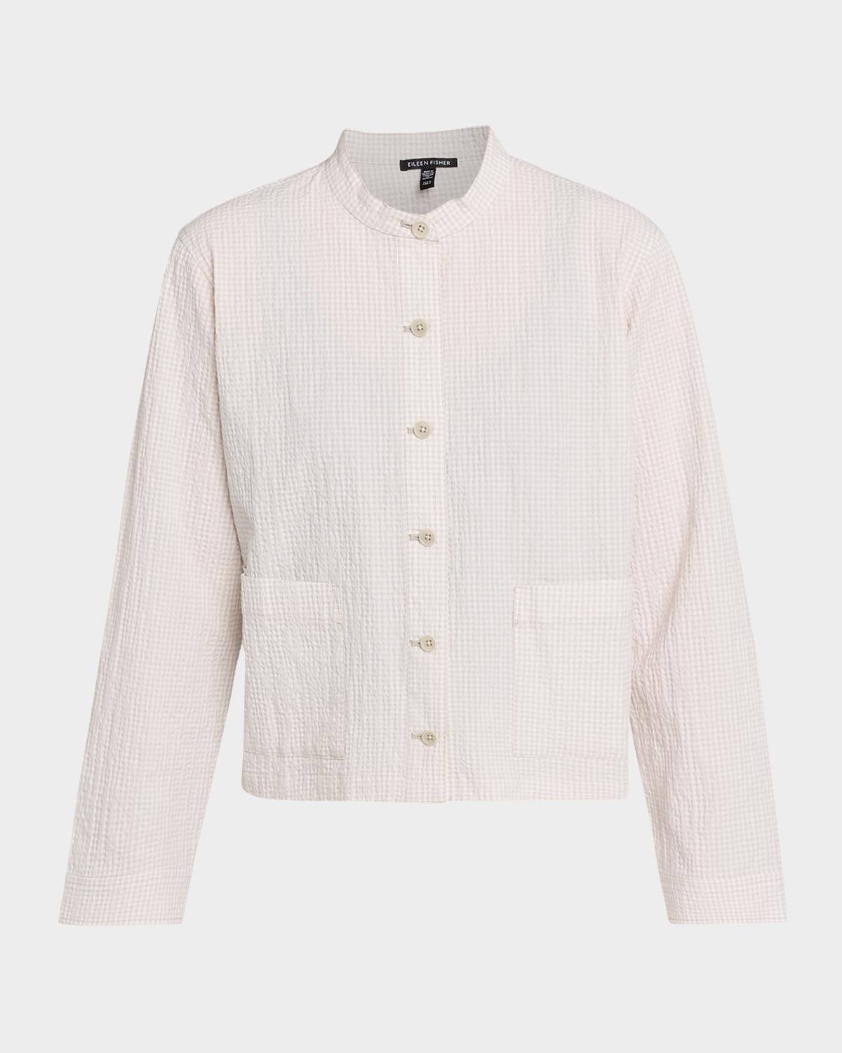 Eileen Fisher Women's Mandarin Collar Shirt Jacket, Regular and Plus Size - Chalk