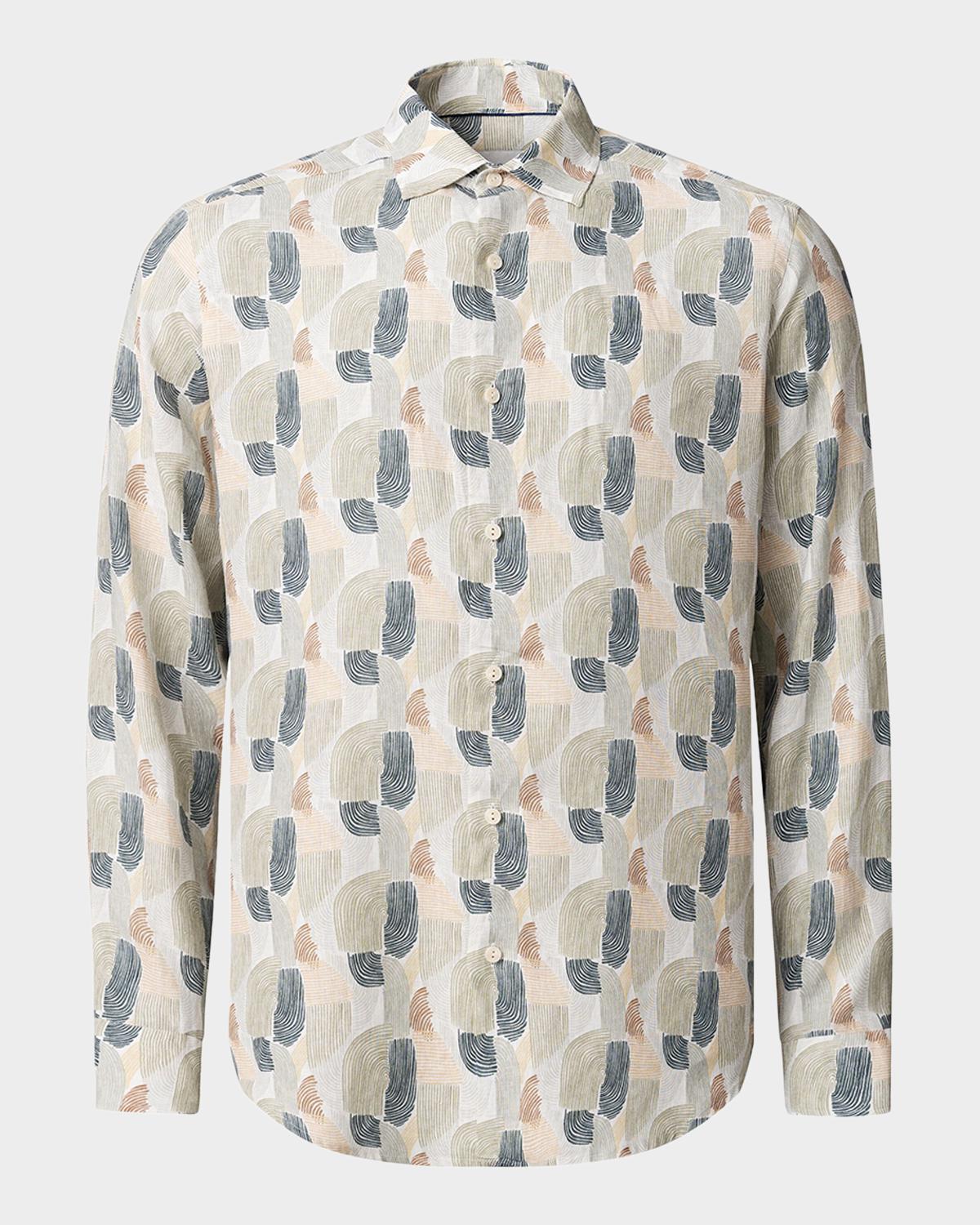 Eton Men's Linen Abstract-Print Button-Down Shirt