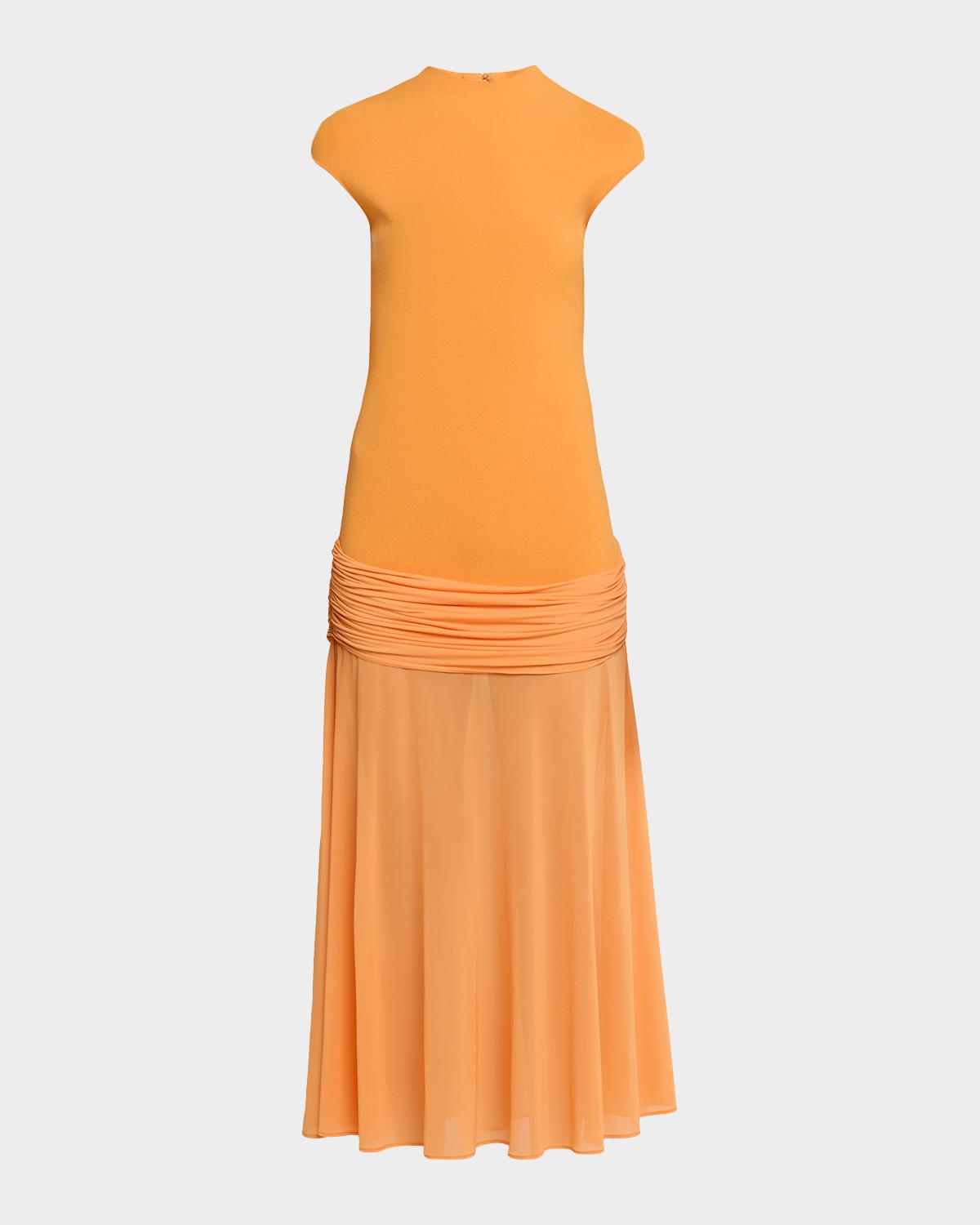 Et Ochs Nola Mock-Neck Combo Midi Dress