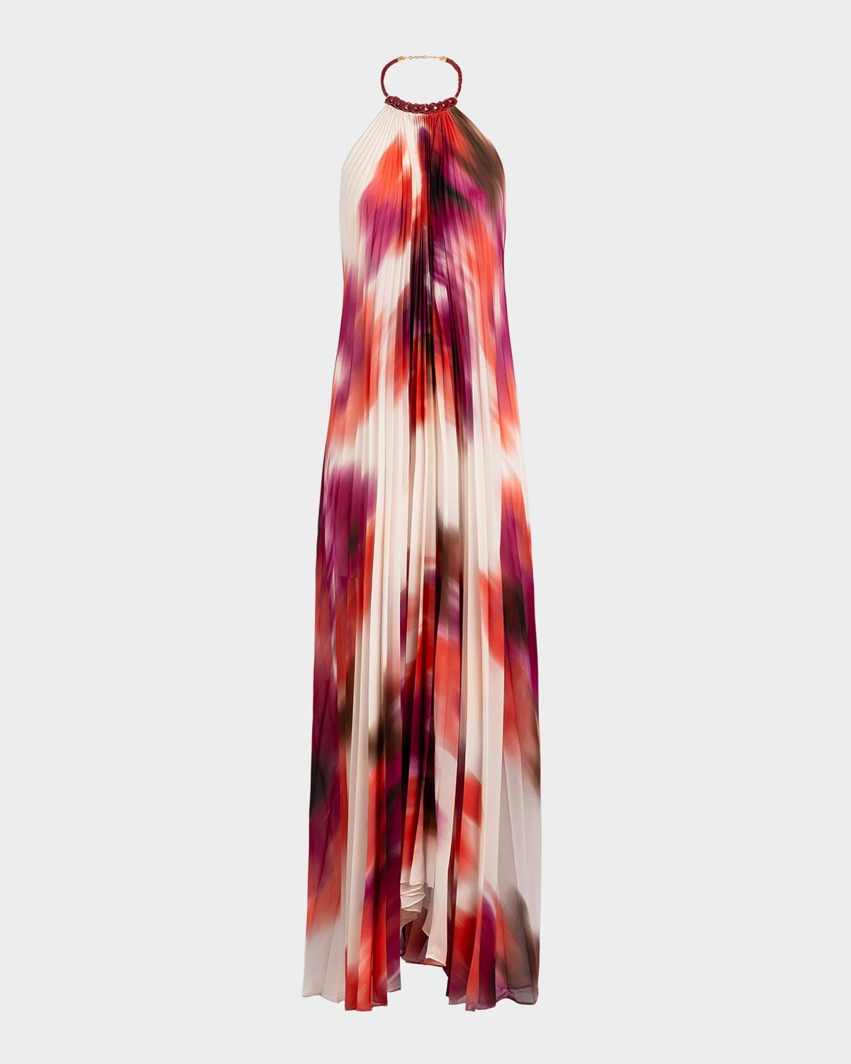Silvia Tcherassi Constanza Pleated Halter Maxi Dress