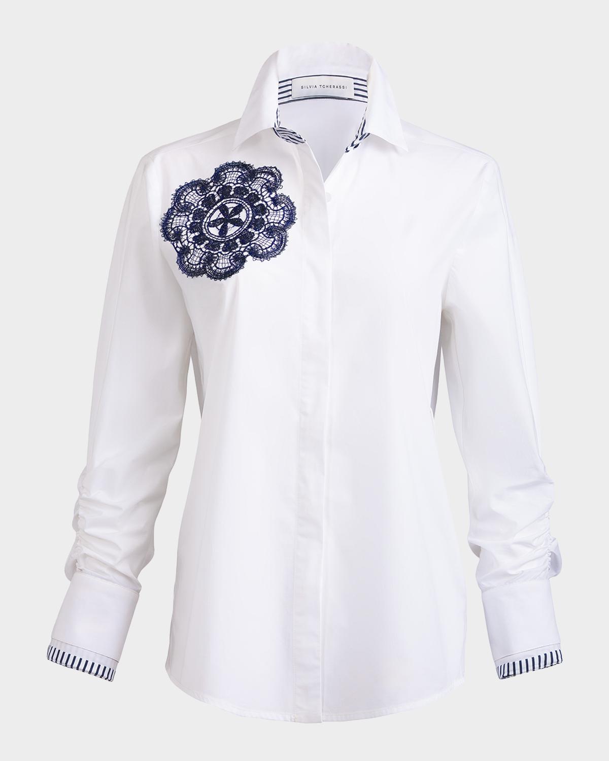 Silvia Tcherassi Karis Embroidered Button-Front Blouse