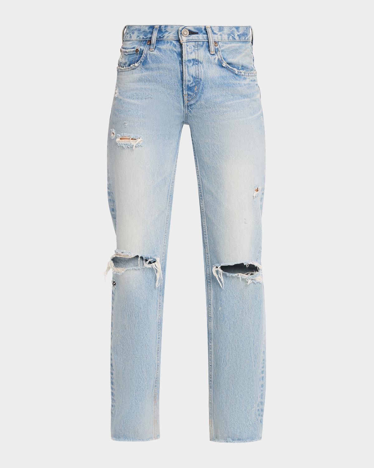 MOUSSY VINTAGE Distressed Straight Low-Rise Jeans