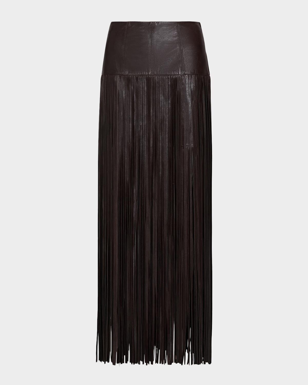 TWP Tangled Up Fringe Leather Skirt
