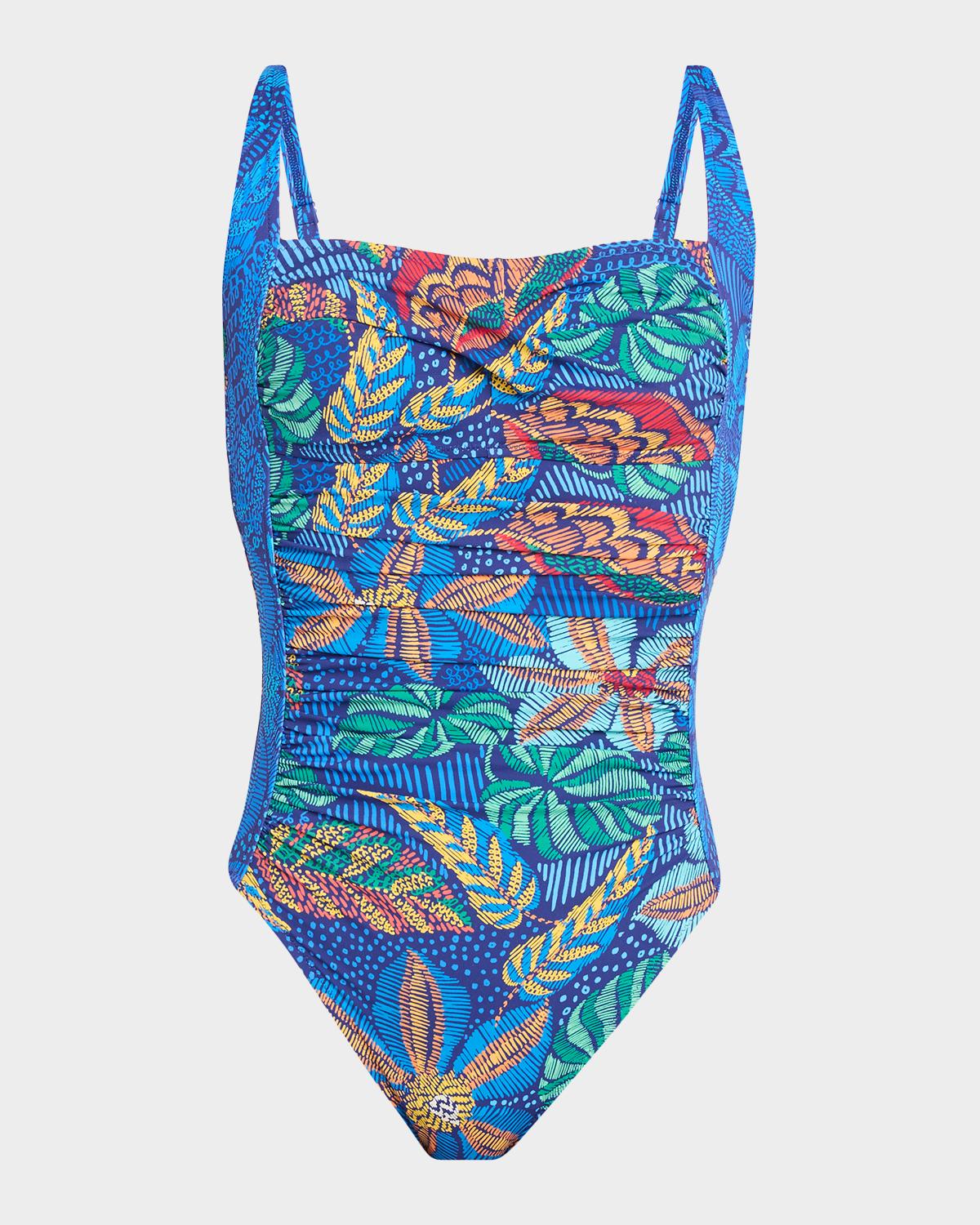 Johnny Was Twist Ruched One-Piece Swimsuit