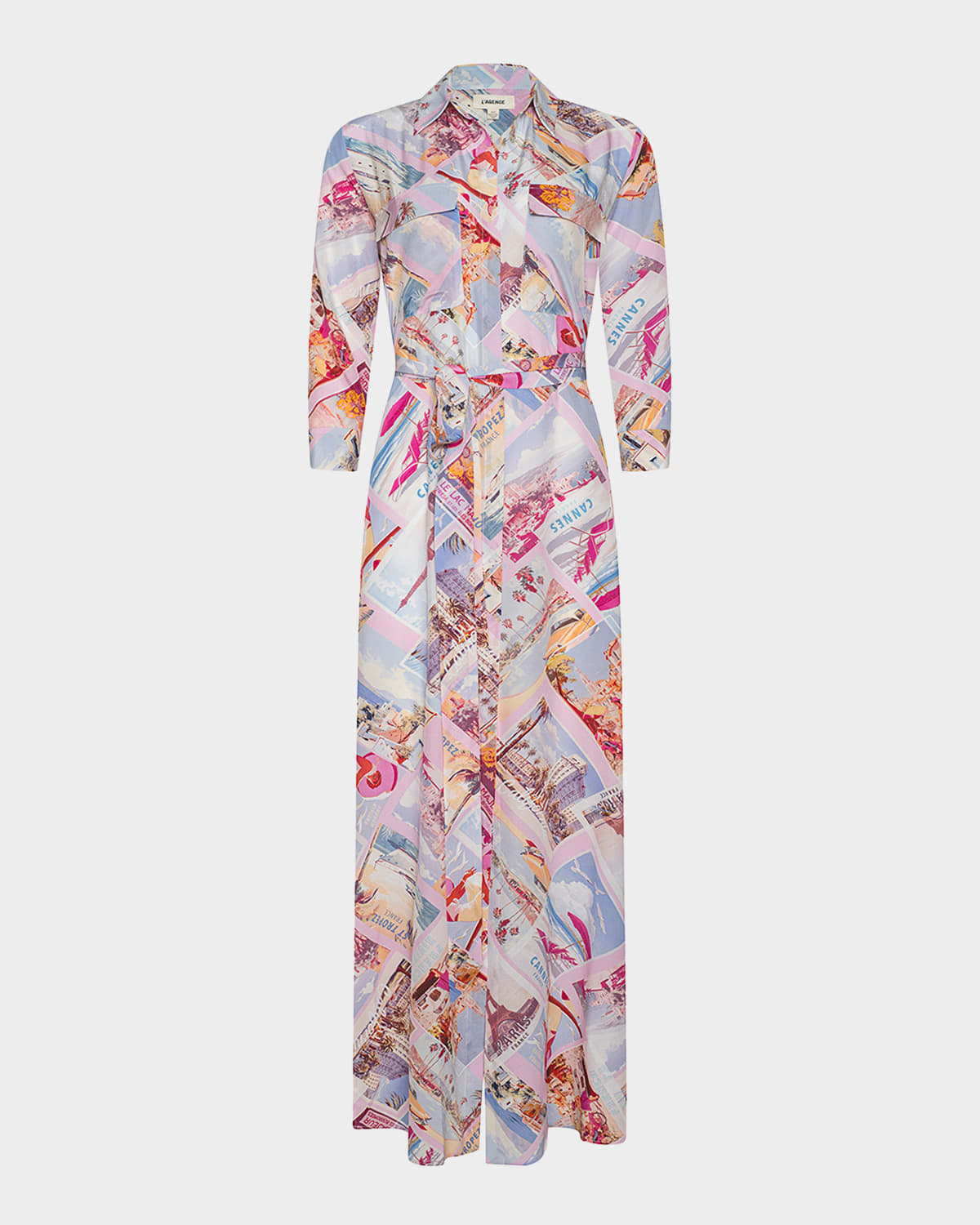 L & Apos;agence Cameron Maxi Shirtdress In Multi