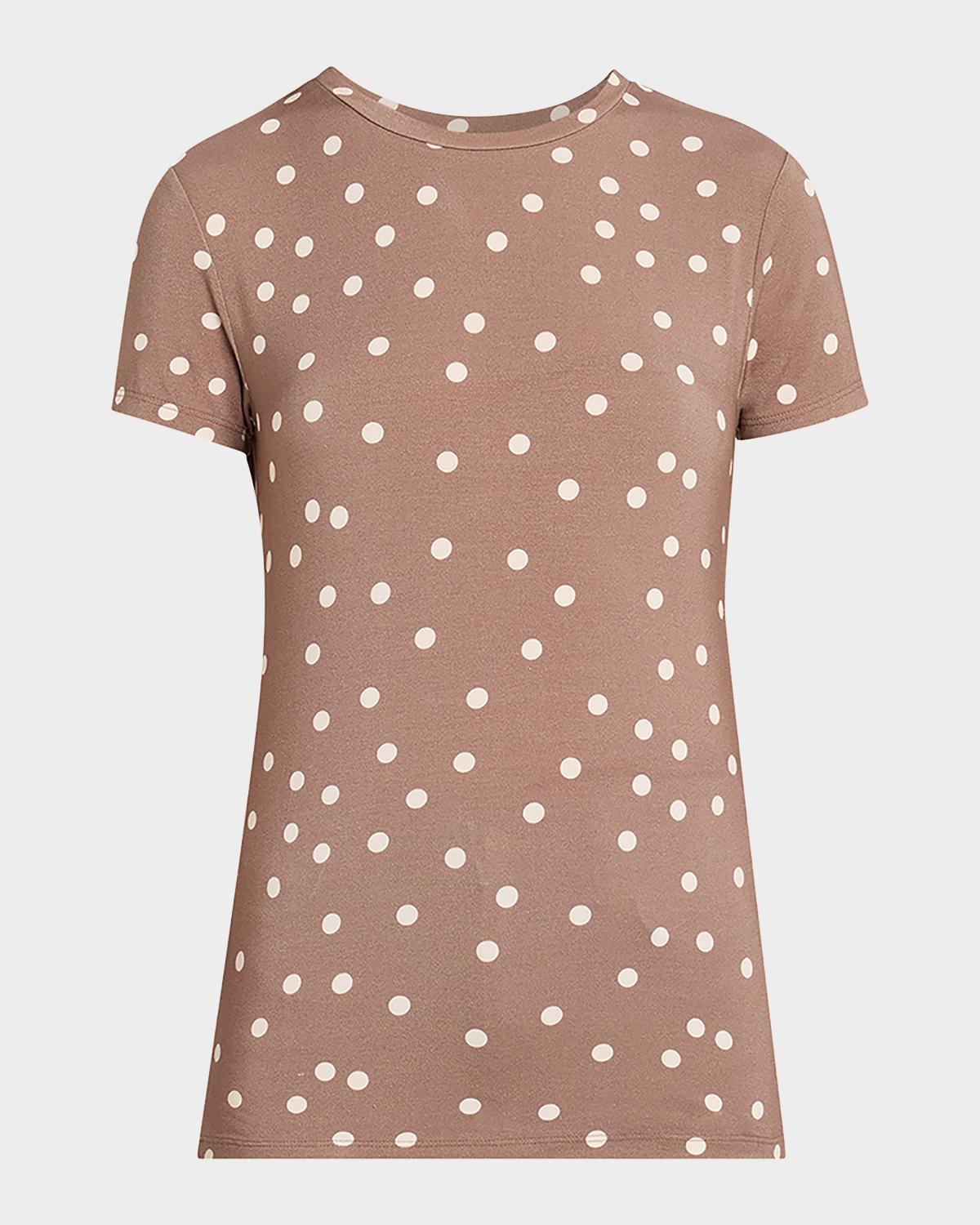 L 'AGENCE Ressi Short-Sleeve Polka Dot Tee