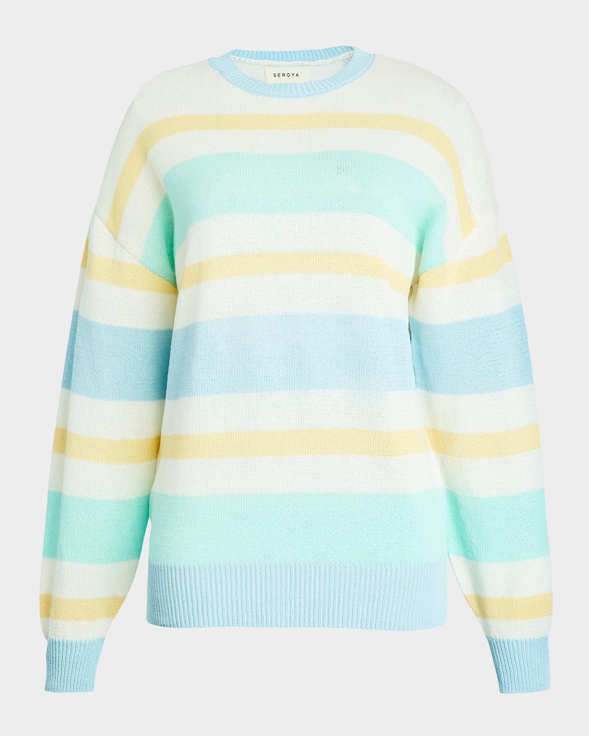 SEROYA Cassian Striped Linen-Blend Sweater