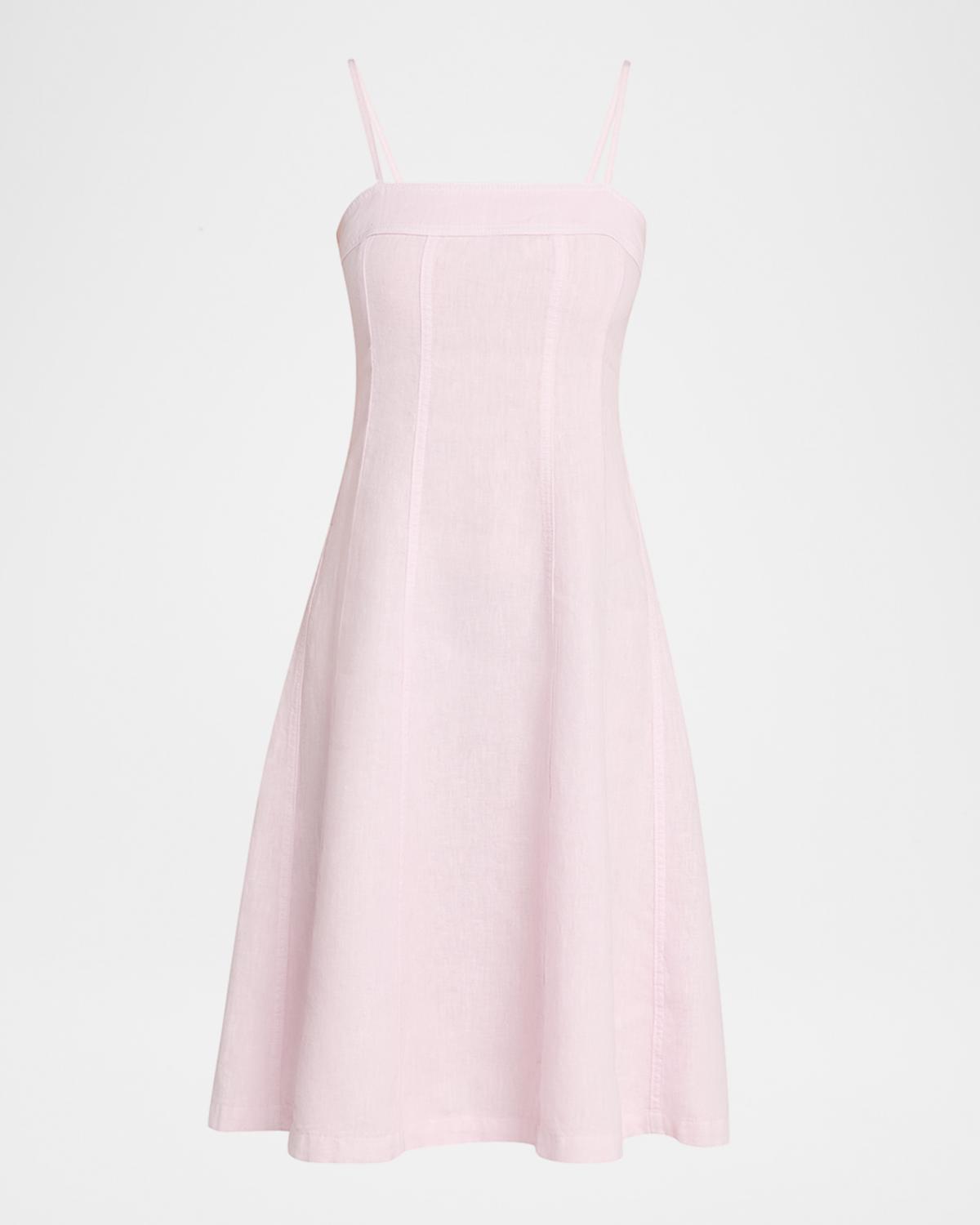 L 'AGENCE Mitzy Seamed Linen Midi Dress