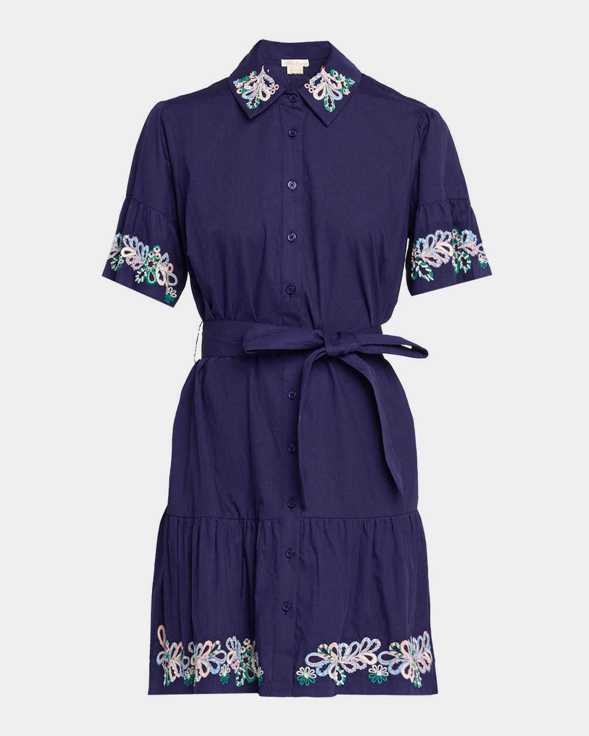 Shoshanna Lima Embroidered Flounce Cotton Mini Dress