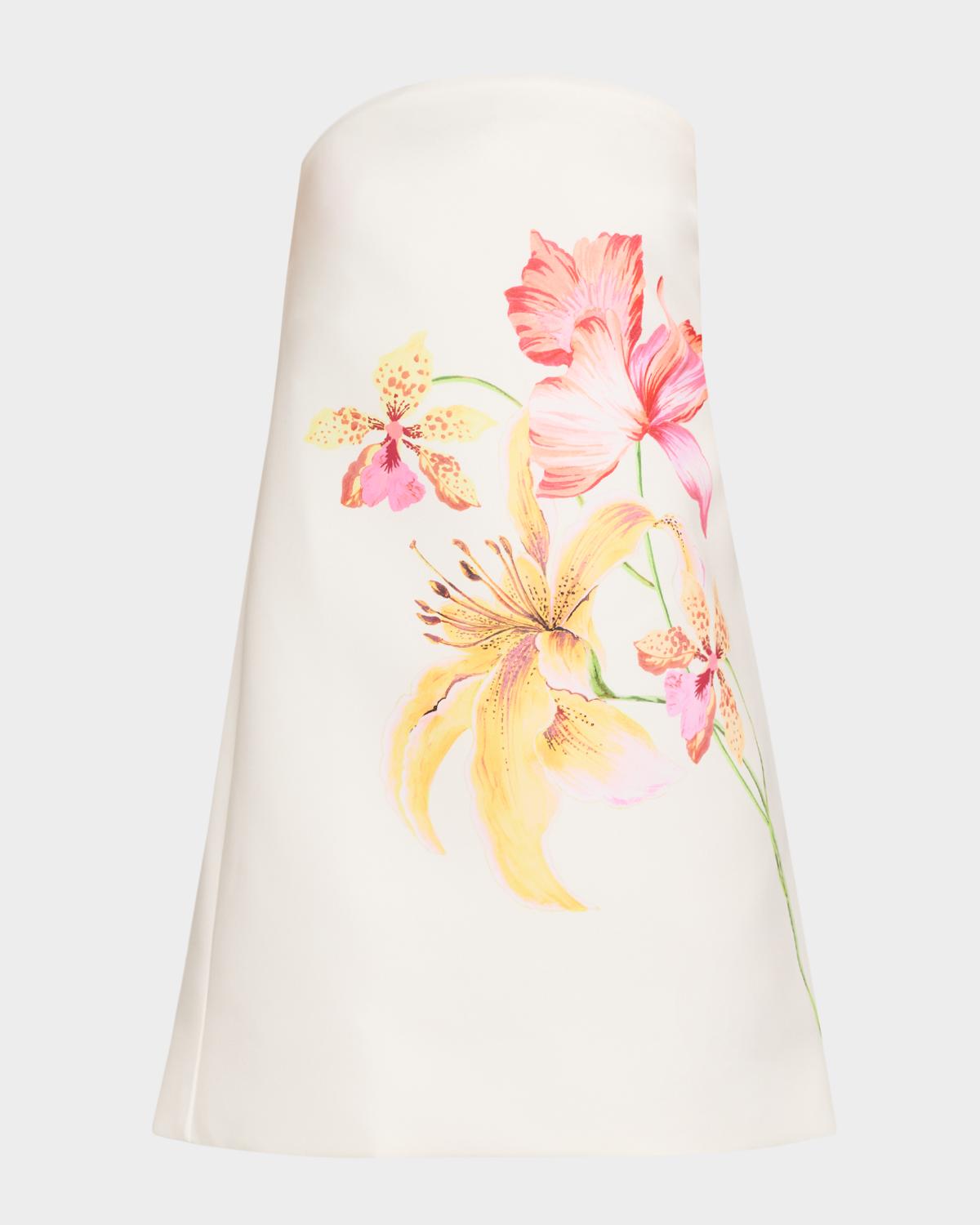 As It May Lilly Strapless Floral-Print Mini Dress