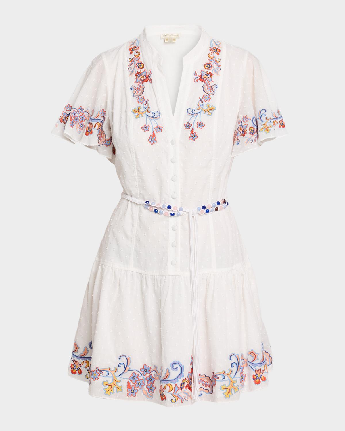 Shoshanna Cowden Floral-Embroidered Cotton Mini Dress