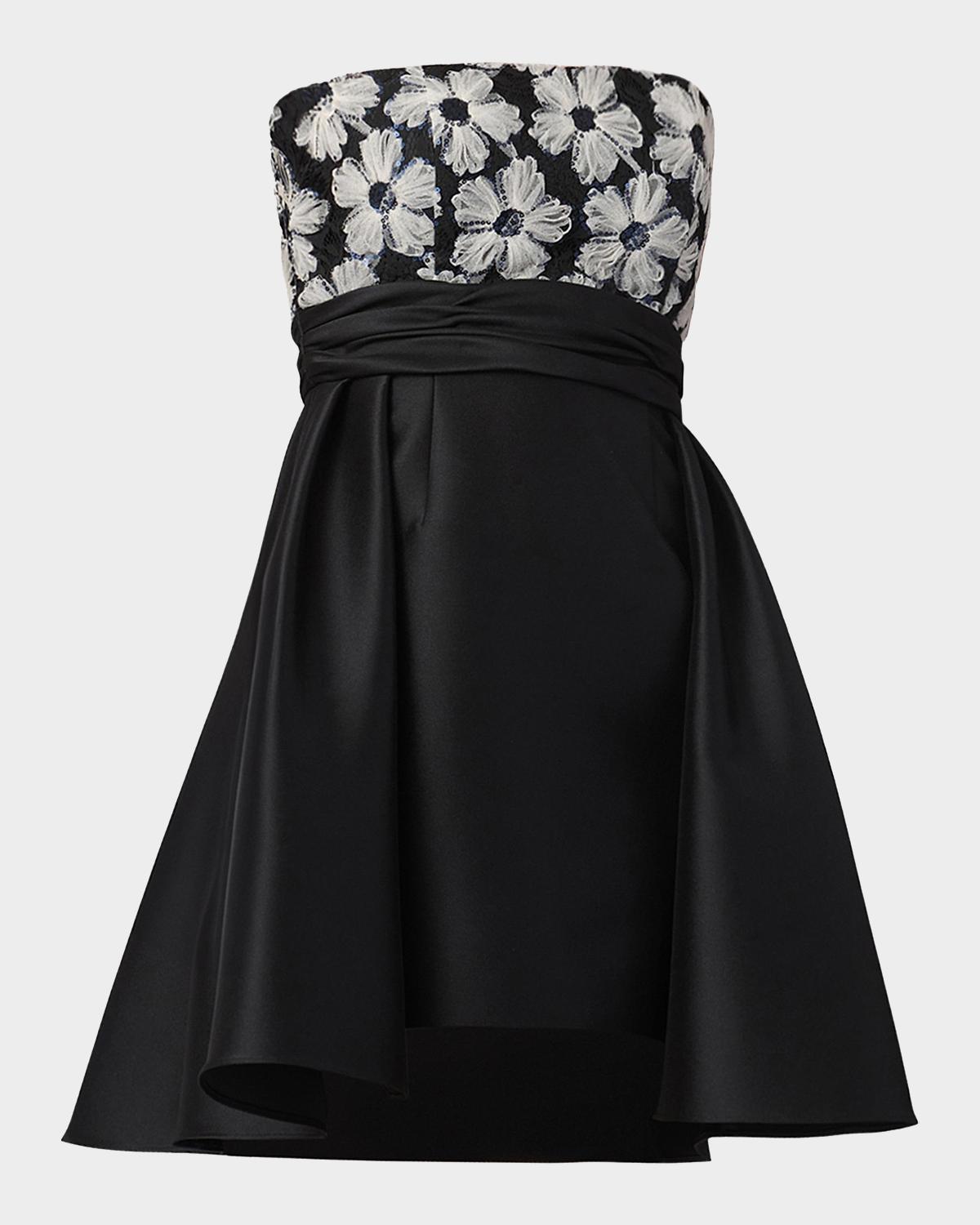 Shoshanna Mandy Strapless High-Low Taffeta Mini Dress