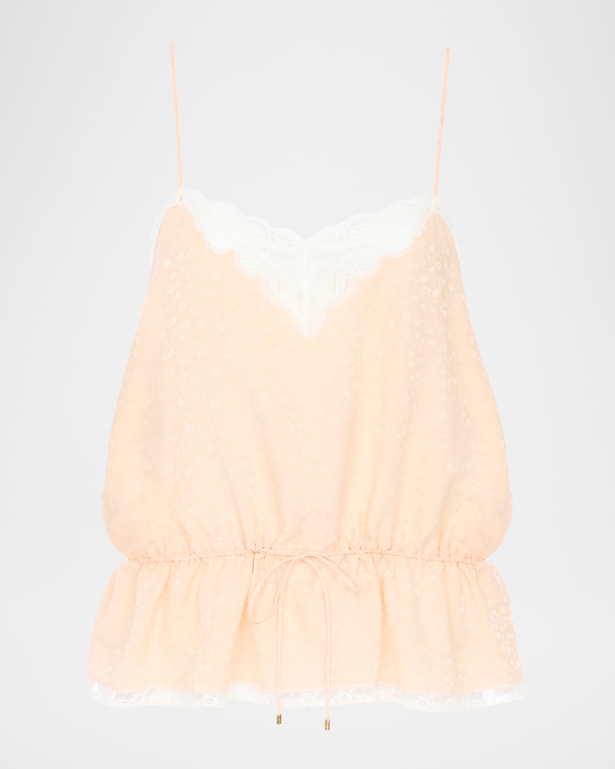 Chloe Lace-Trim Floral Silk Jacquard Sleeveless Top