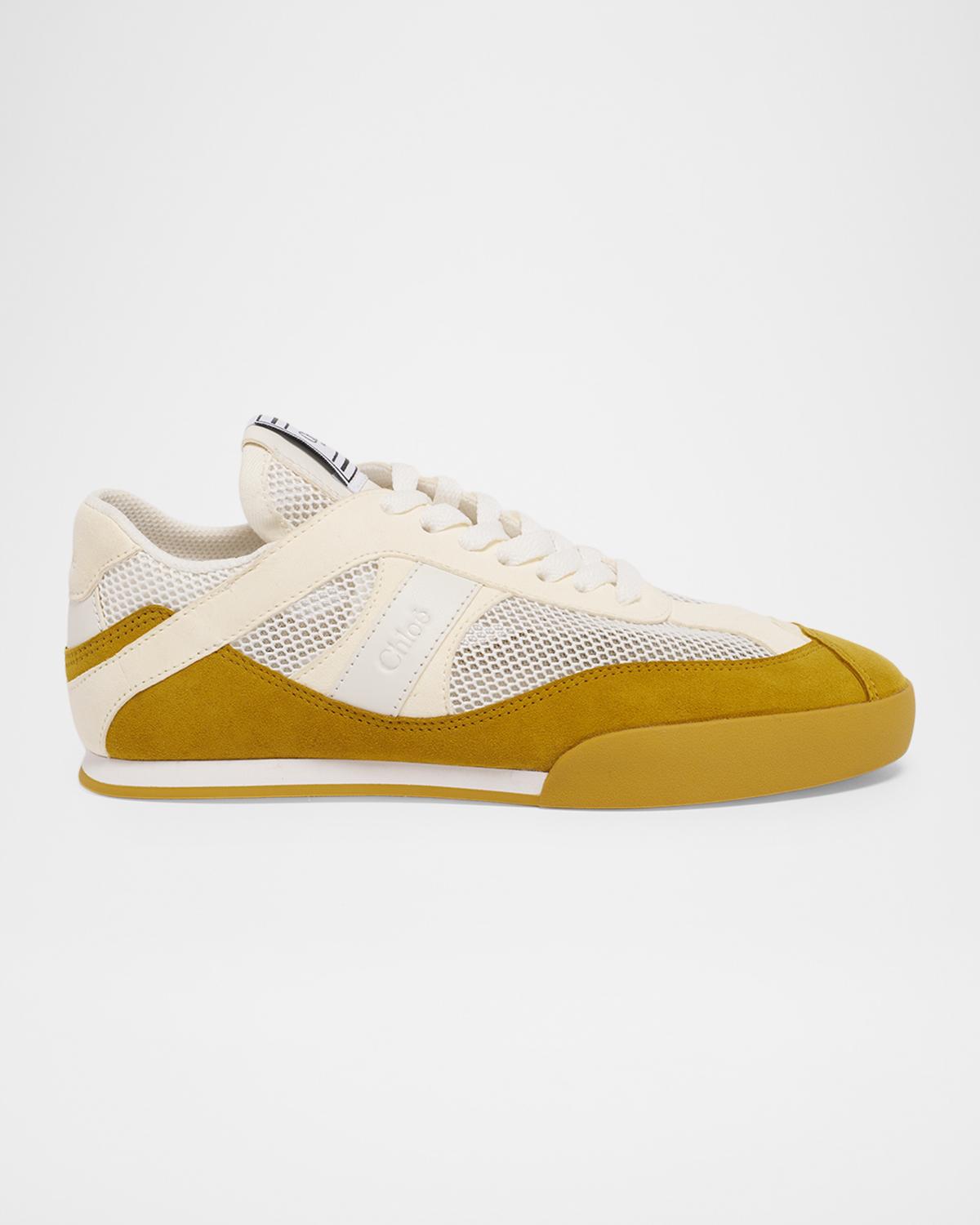 Chloe Kick Mixed Leather Retro Low-Top Sneakers